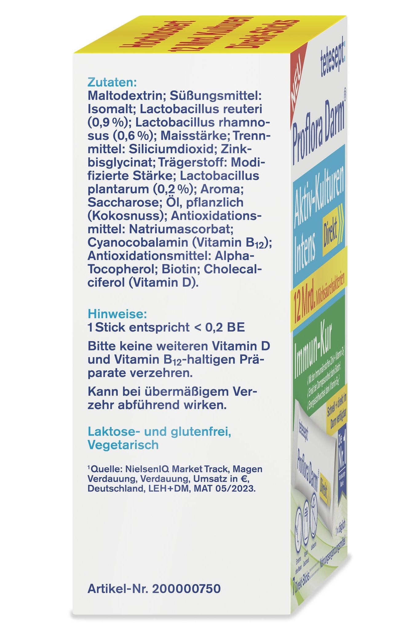 tetesept Proflora Darm Aktiv-Kulturen Intens Direkt- Sticks (7 Stk.) 14g – Produktbild