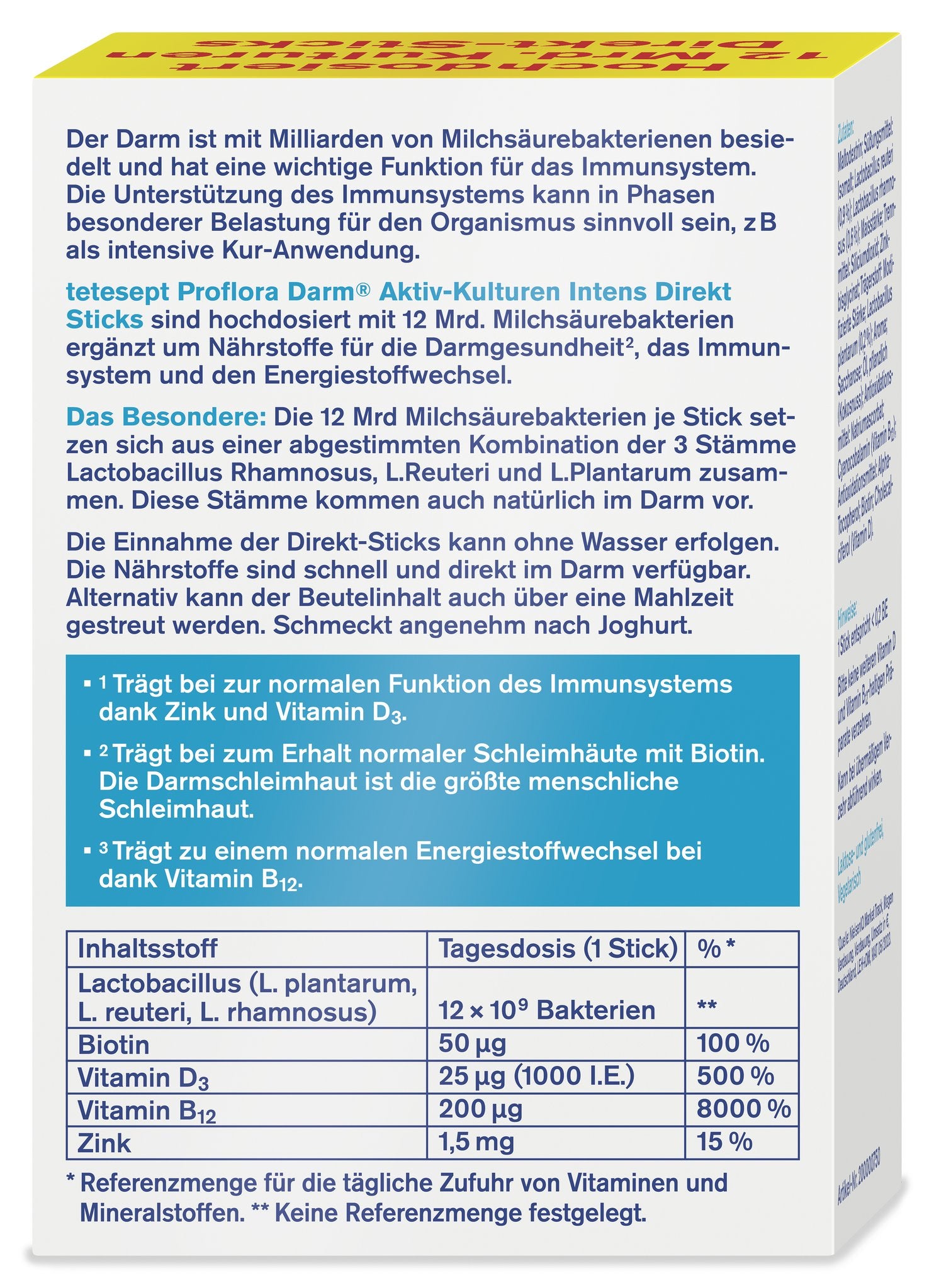 tetesept Proflora Darm Aktiv-Kulturen Intens Direkt- Sticks (7 Stk.) 14g – Produktbild