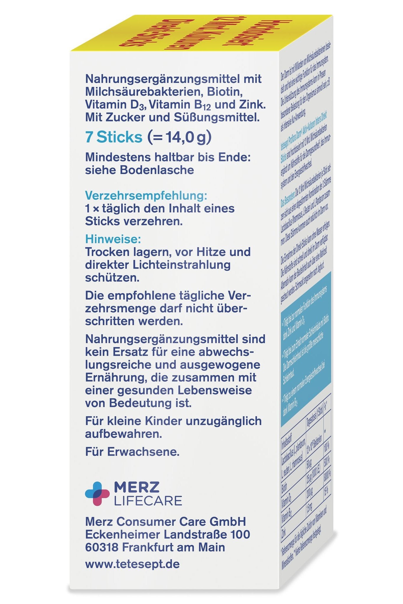 tetesept Proflora Darm Aktiv-Kulturen Intens Direkt- Sticks (7 Stk.) 14g – Produktbild