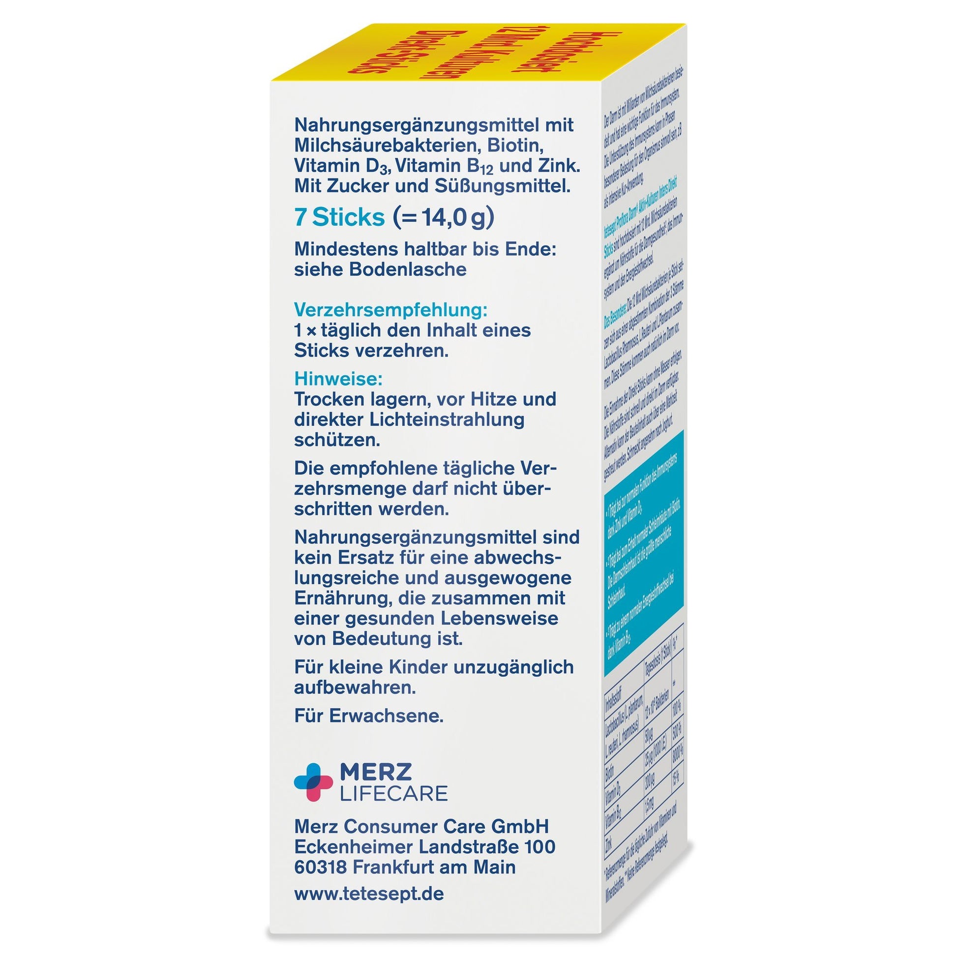 tetesept Proflora Darm Aktiv-Kulturen Intens Direkt- Sticks (7 Stk.) 14g – Produktbild