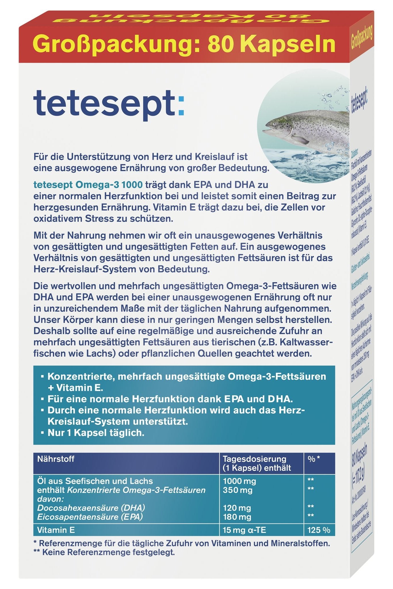 tetesept Omega-3 1000 (80 Stk.) – Produktbild