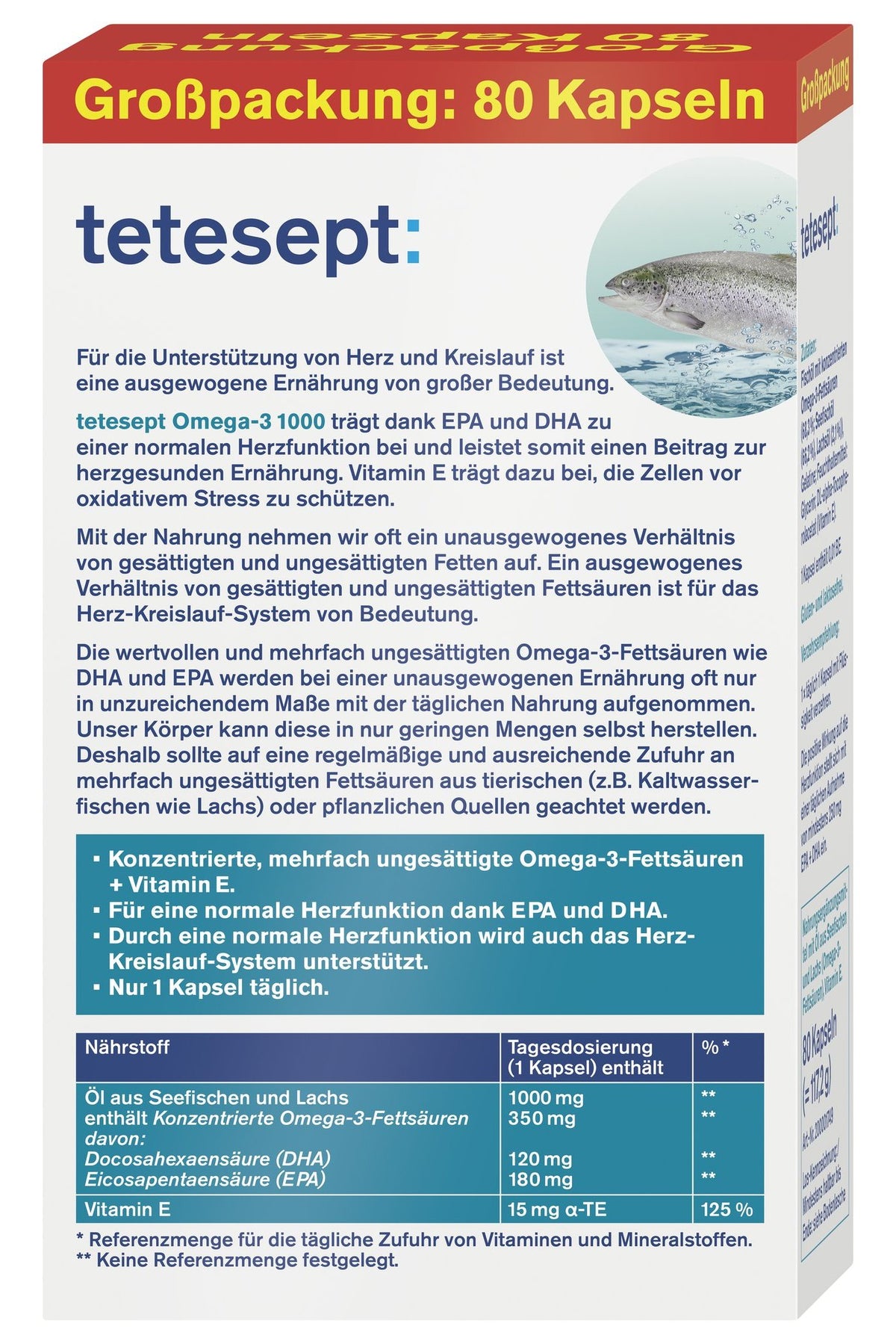 tetesept Omega-3 1000 (80 Stk.) – Produktbild