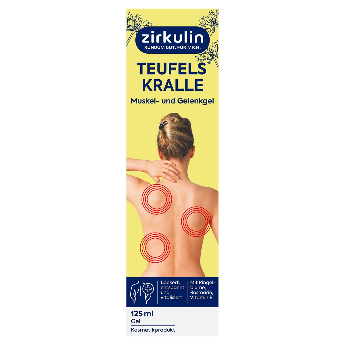 zirkulin Muskel- und Gelenkgel Tube, gelb mit blauem Streifen und 125 ml
