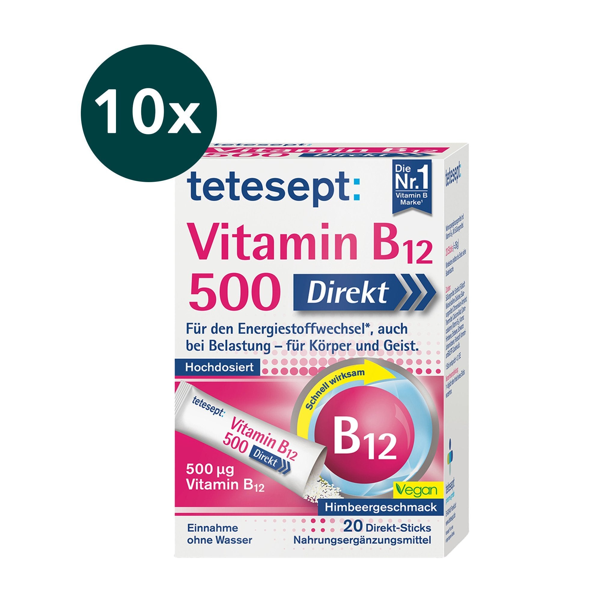 10er Set tetesept Vitamin B12 500 Direkt Sticks