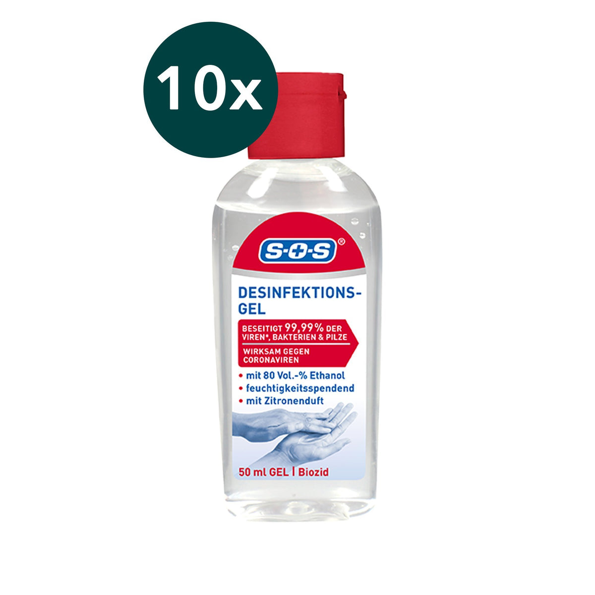 10er Set SOS Desinfektions-Gel 50ml