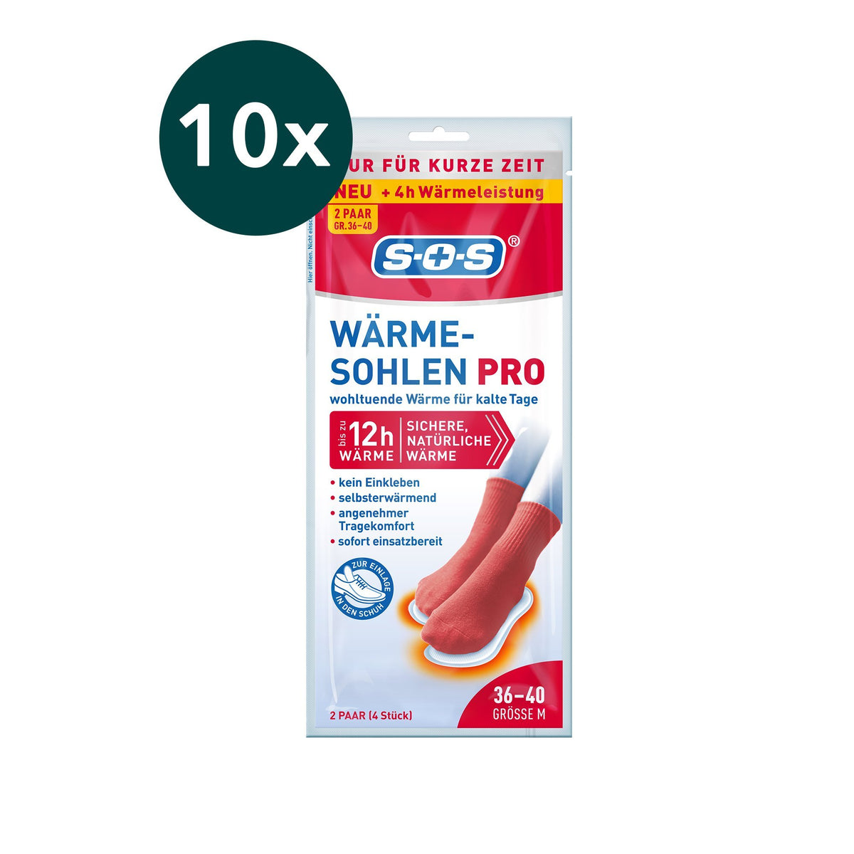 10er Set SOS Wärme-Sohlen Größe M (36 - 40)