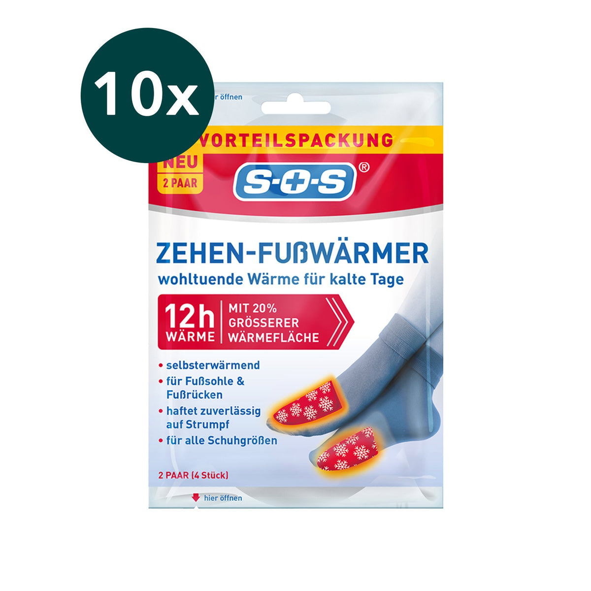 10er Set SOS Zehen-Fußwärmer