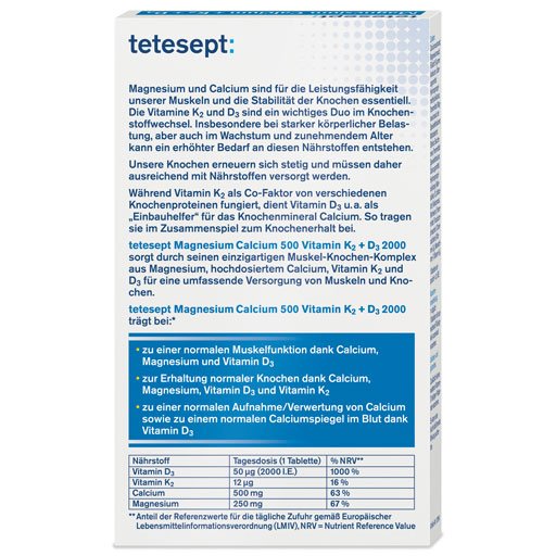 tetesept Magnesium + Calcium 500 + K2 + D3 2000