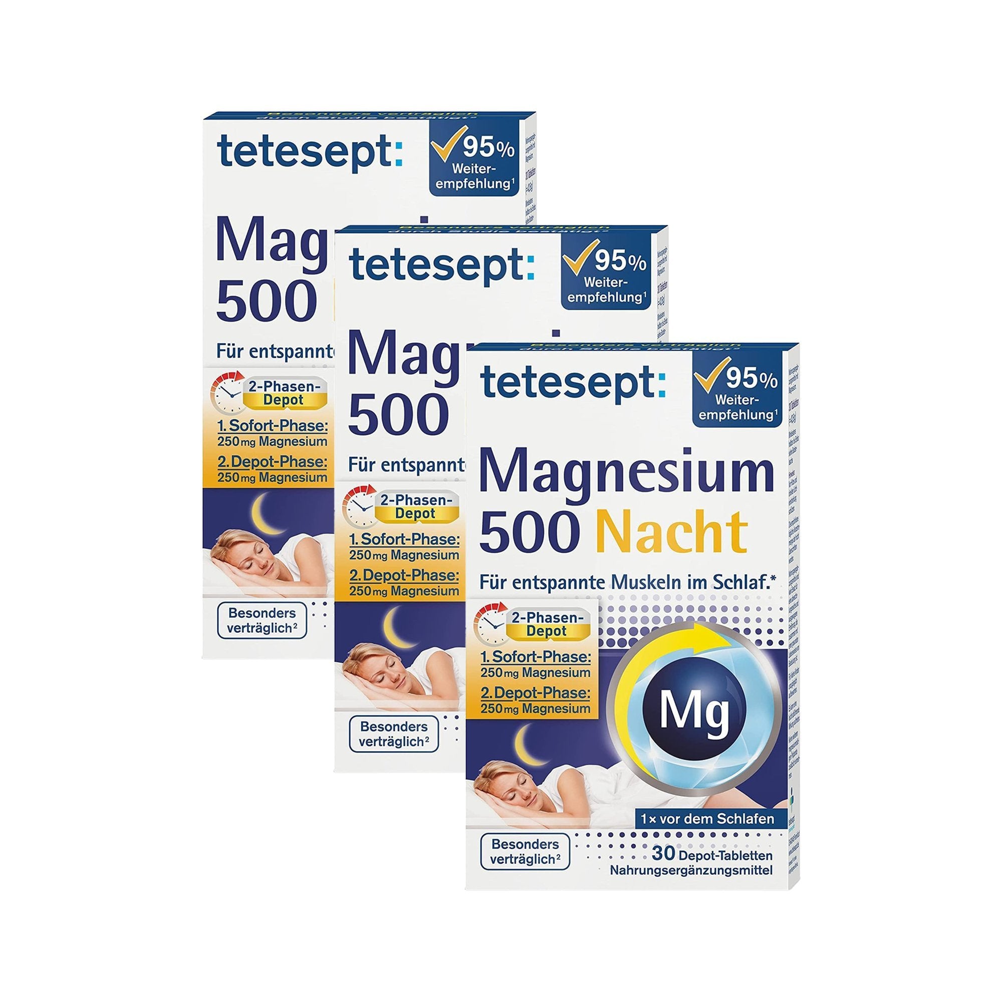 3er Set tetesept Magnesium 500 Nacht