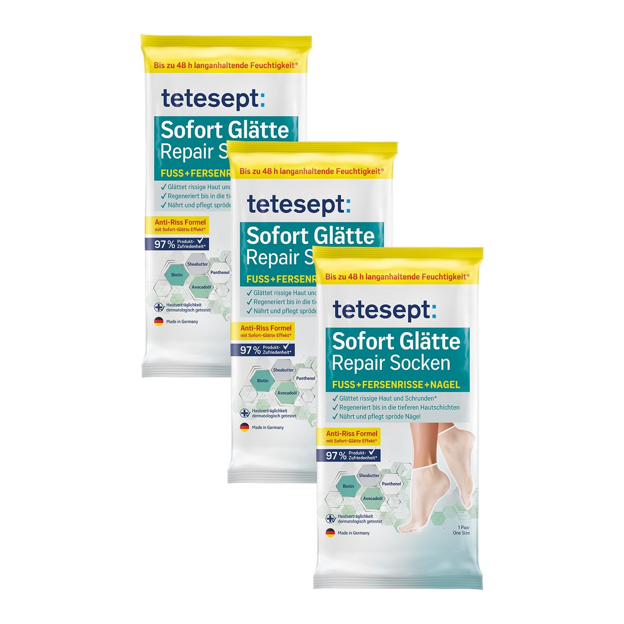 3er Set tetesept Sofort-Glätte+Repair Socken