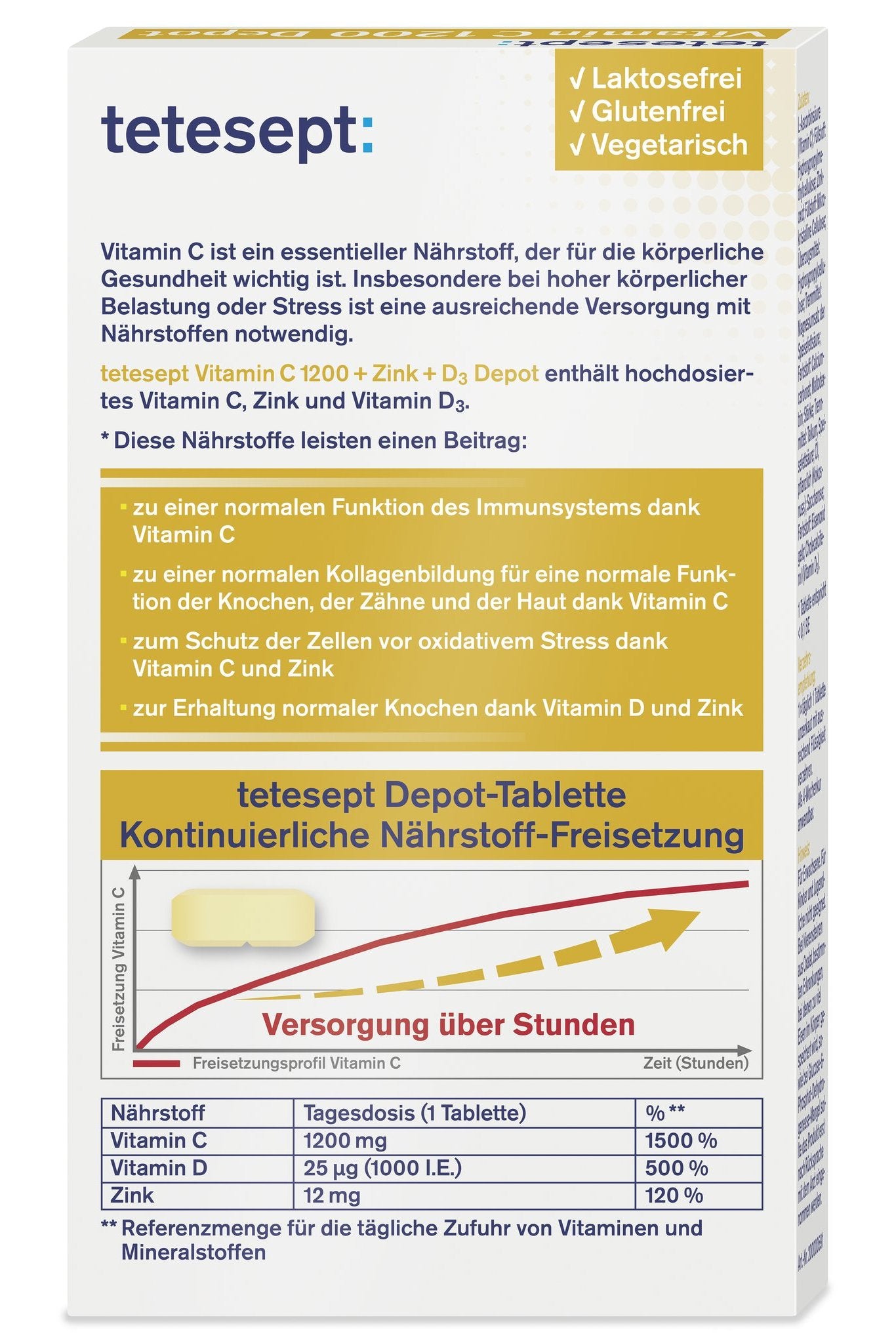 tetesept Vitamin C 1200 Depot (30 StÃ¼ck) 43,8g – Produktbild