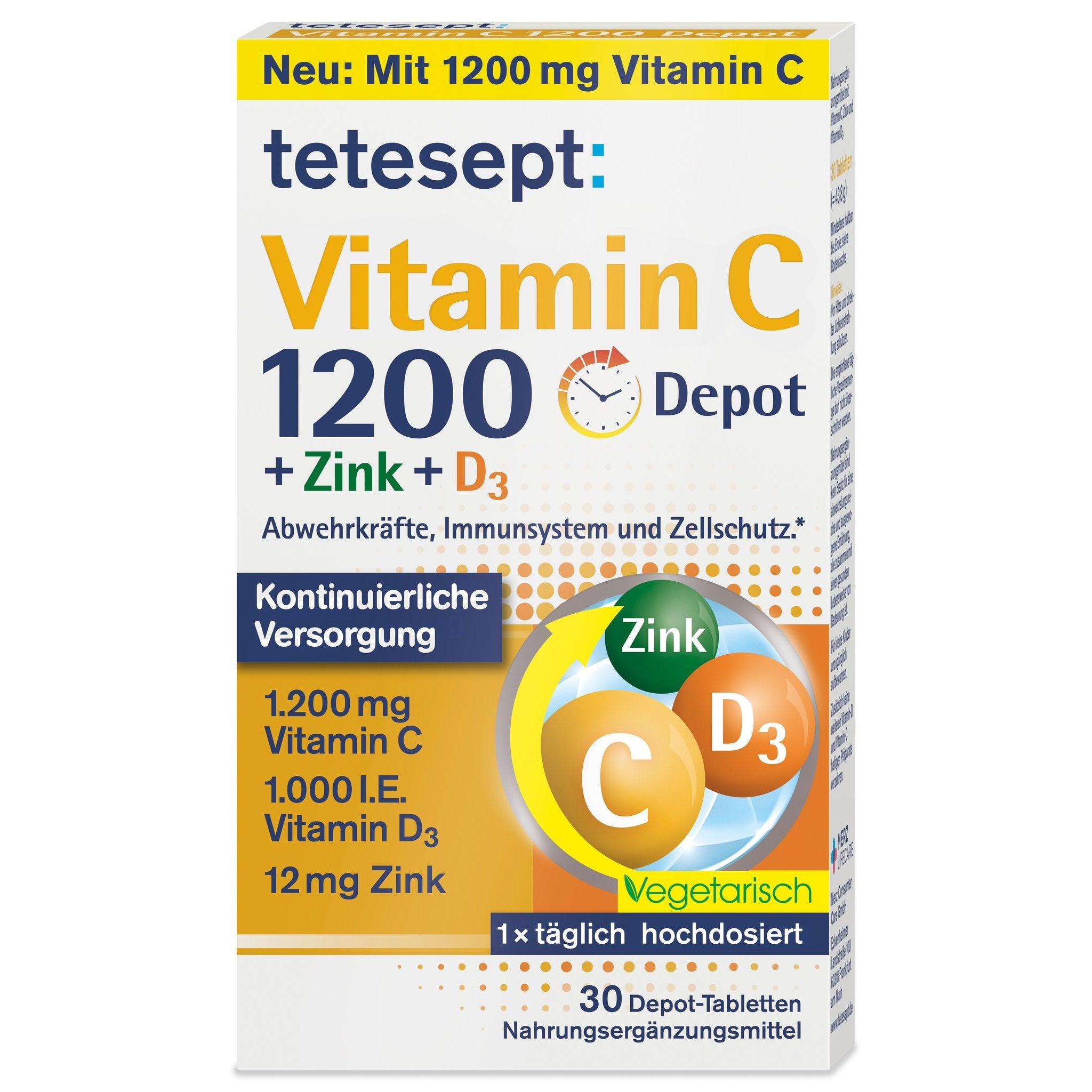 tetesept Vitamin C 1200 Depot (30 StÃ¼ck) 43,8g – Produktbild