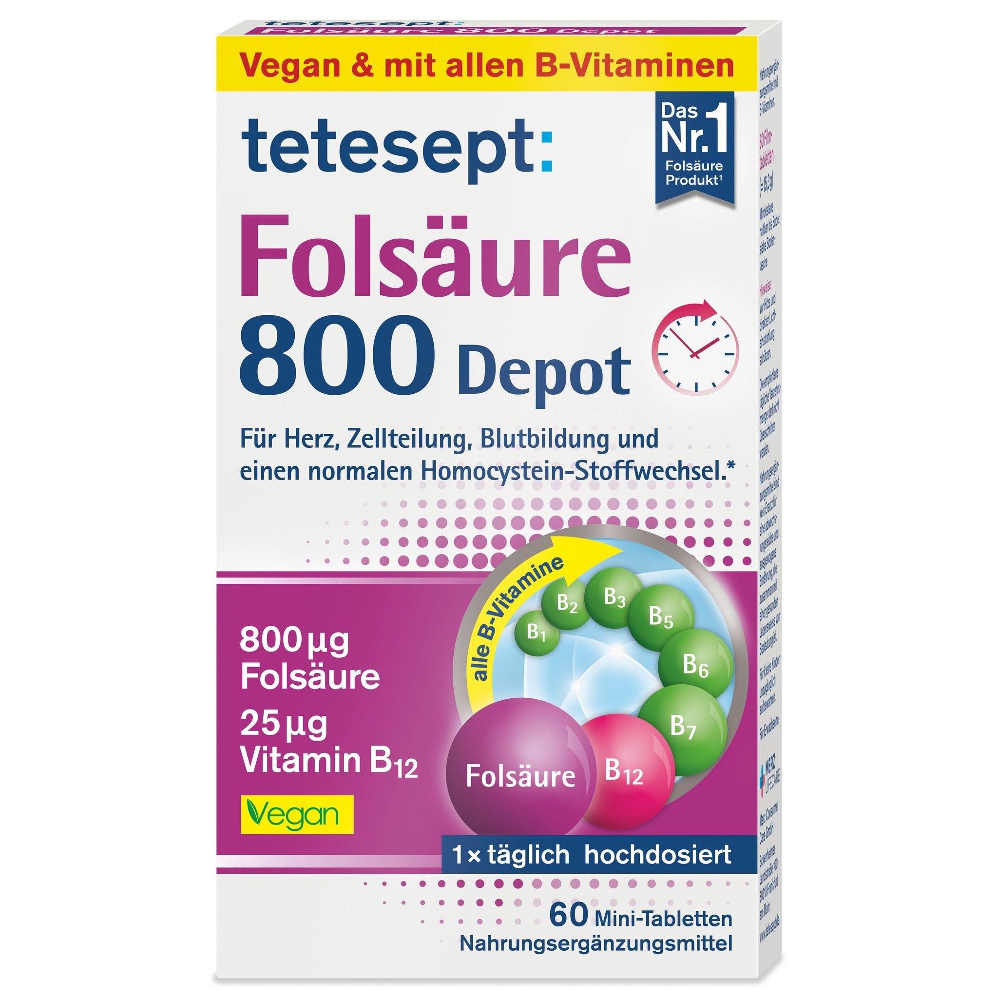 tetesept FolsÃ¤ure 800 Depot (60 Stk.) 15,3g – Produktbild