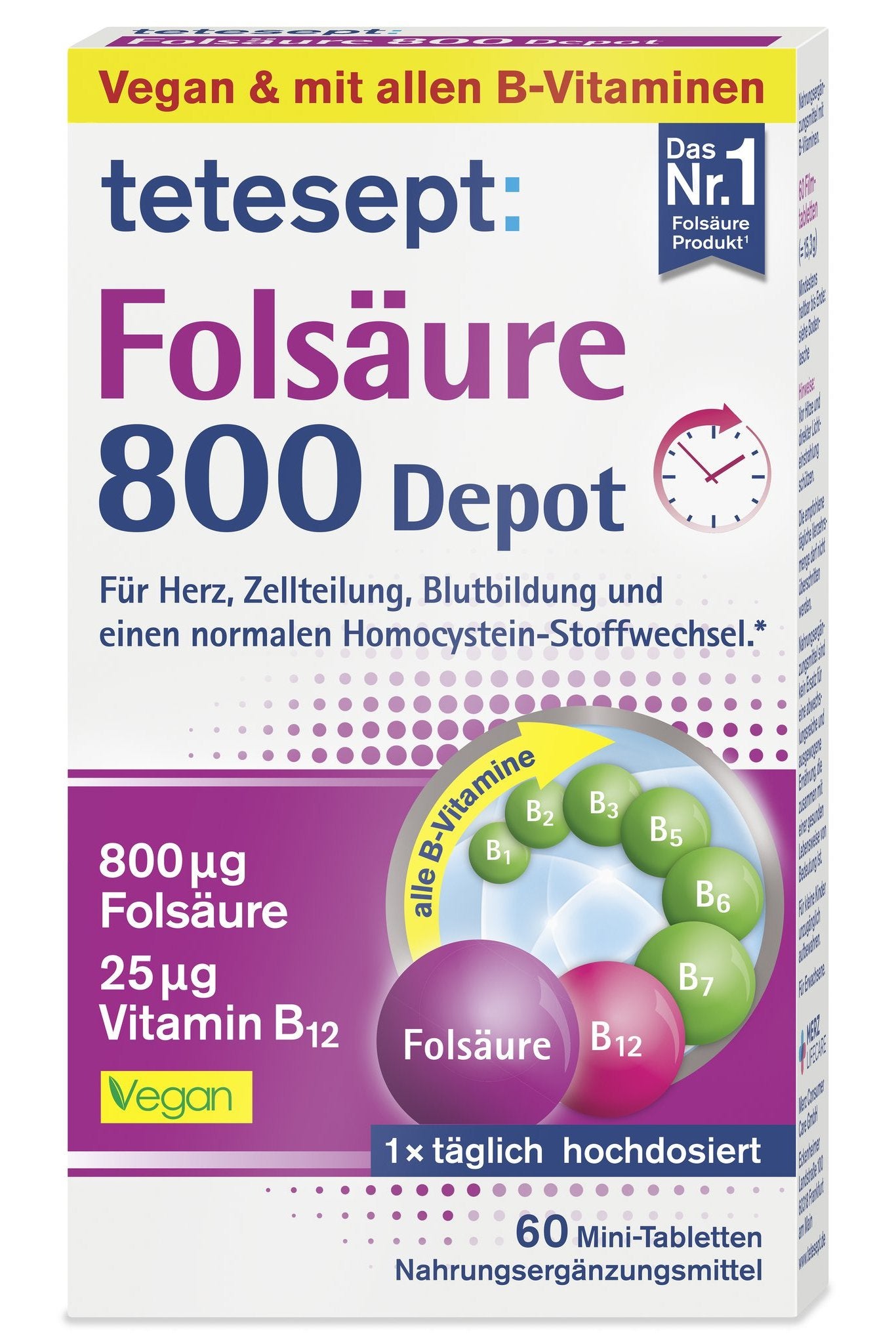 tetesept FolsÃ¤ure 800 Depot (60 Stk.) 15,3g – Produktbild