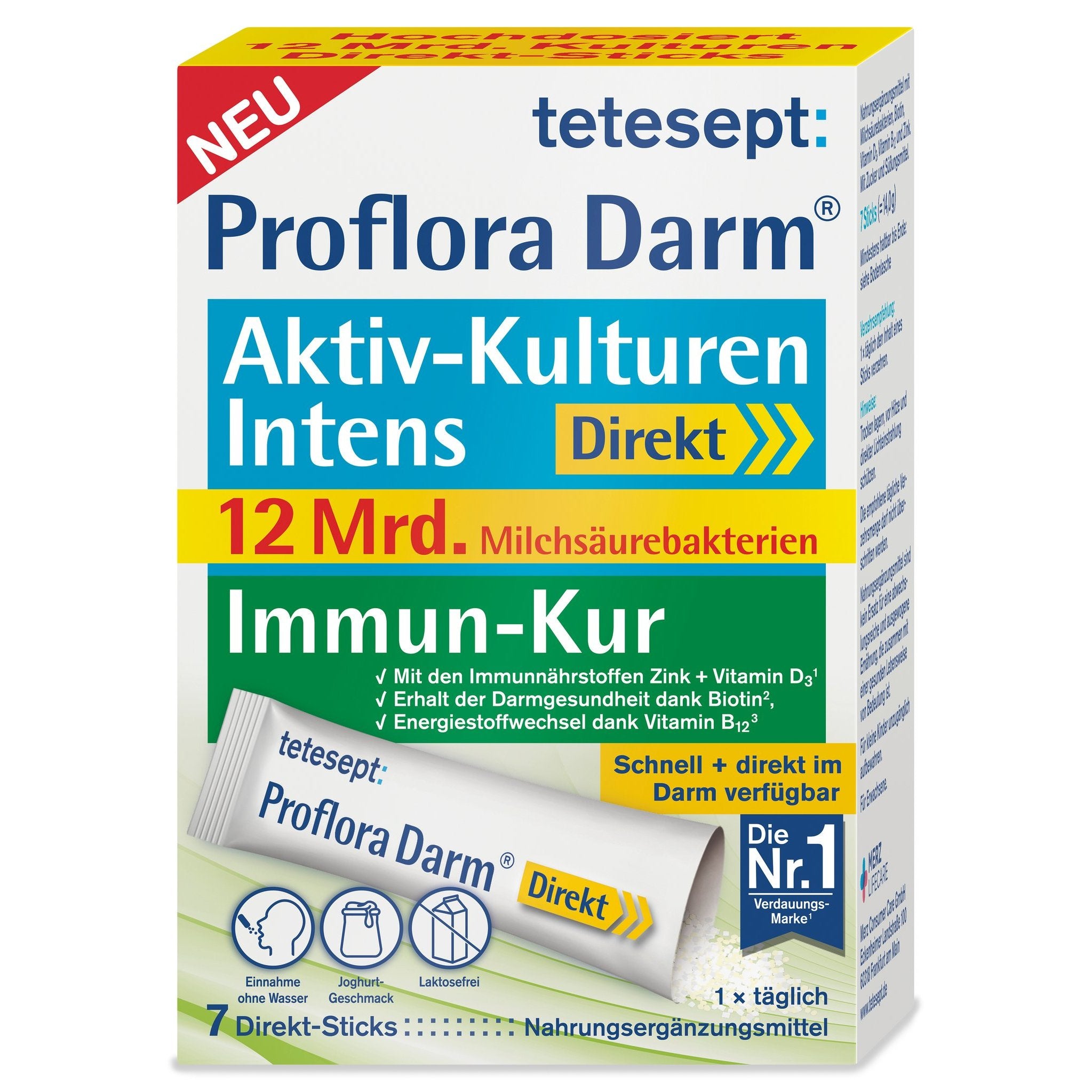tetesept Proflora Darm Aktiv-Kulturen Intens Direkt- Sticks (7 Stk.) 14g – Produktbild