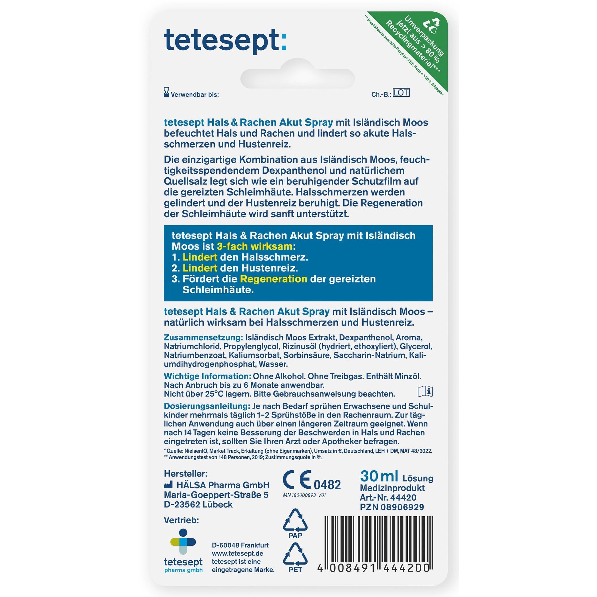 tetesept Hals & Rachen Akut Spray 30ml – Produktbild