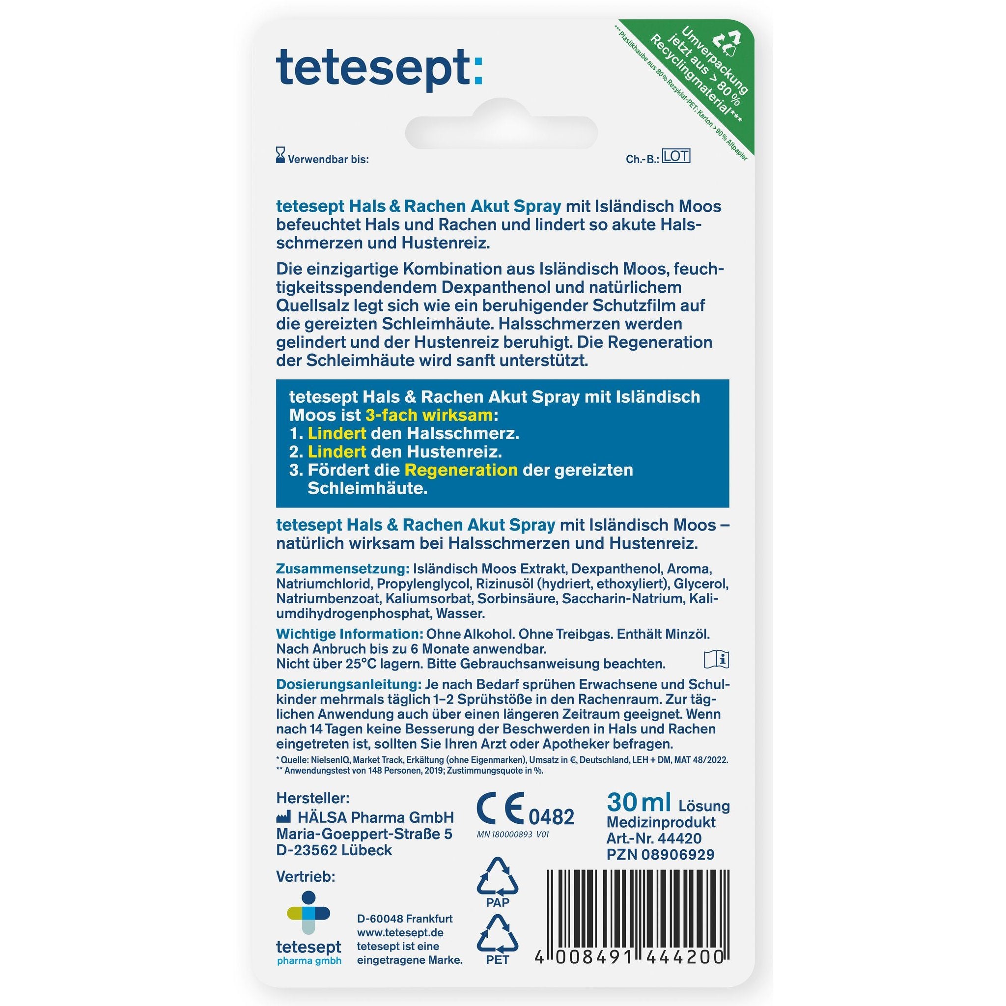 tetesept Hals & Rachen Akut Spray 30ml – Produktbild
