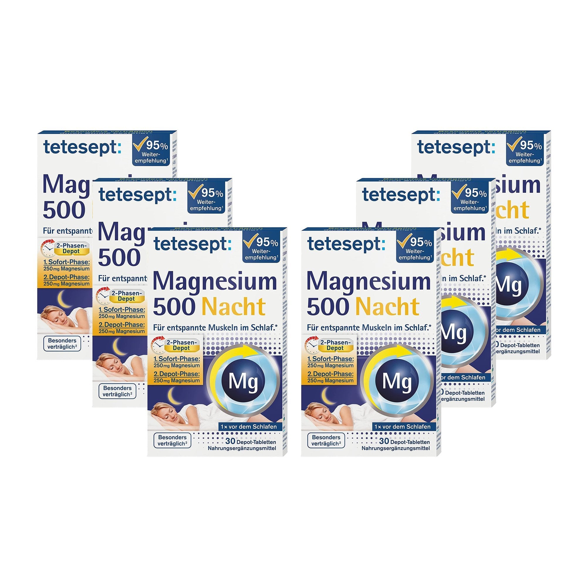 6er Set tetesept Magnesium 500 Nacht
