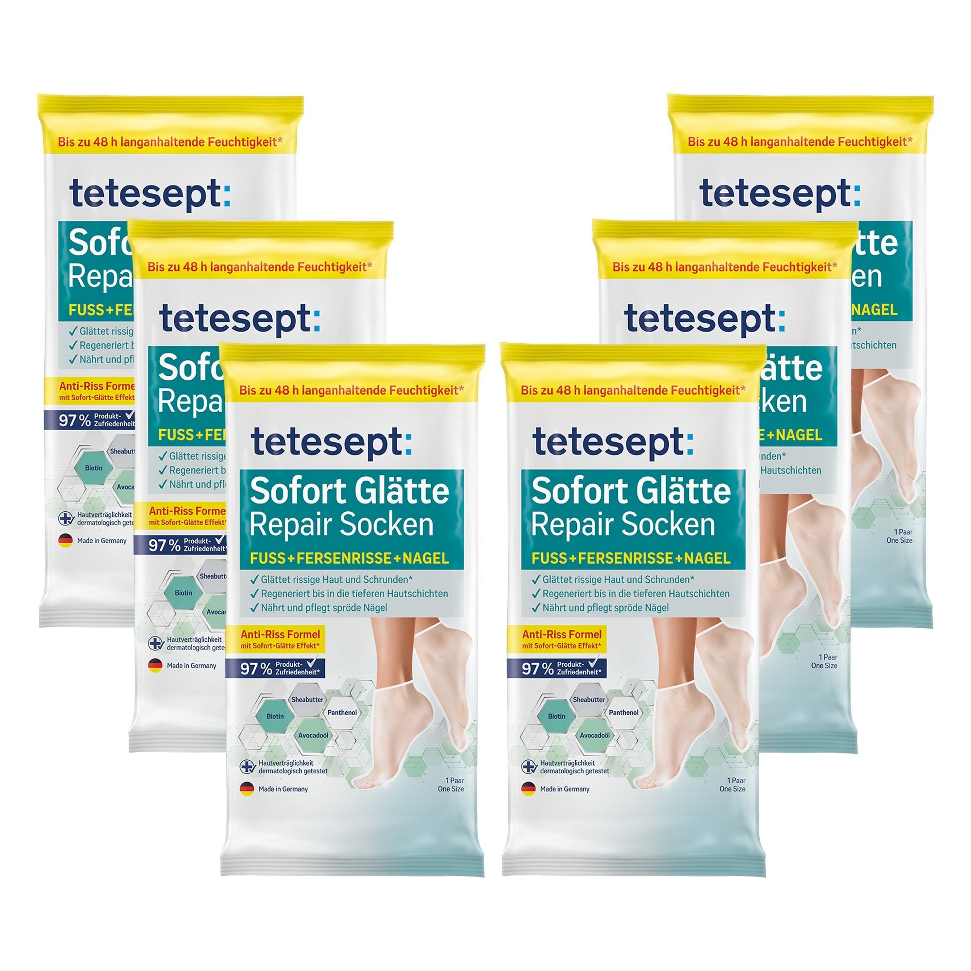 6er Set tetesept Sofort-Glätte+Repair Socken