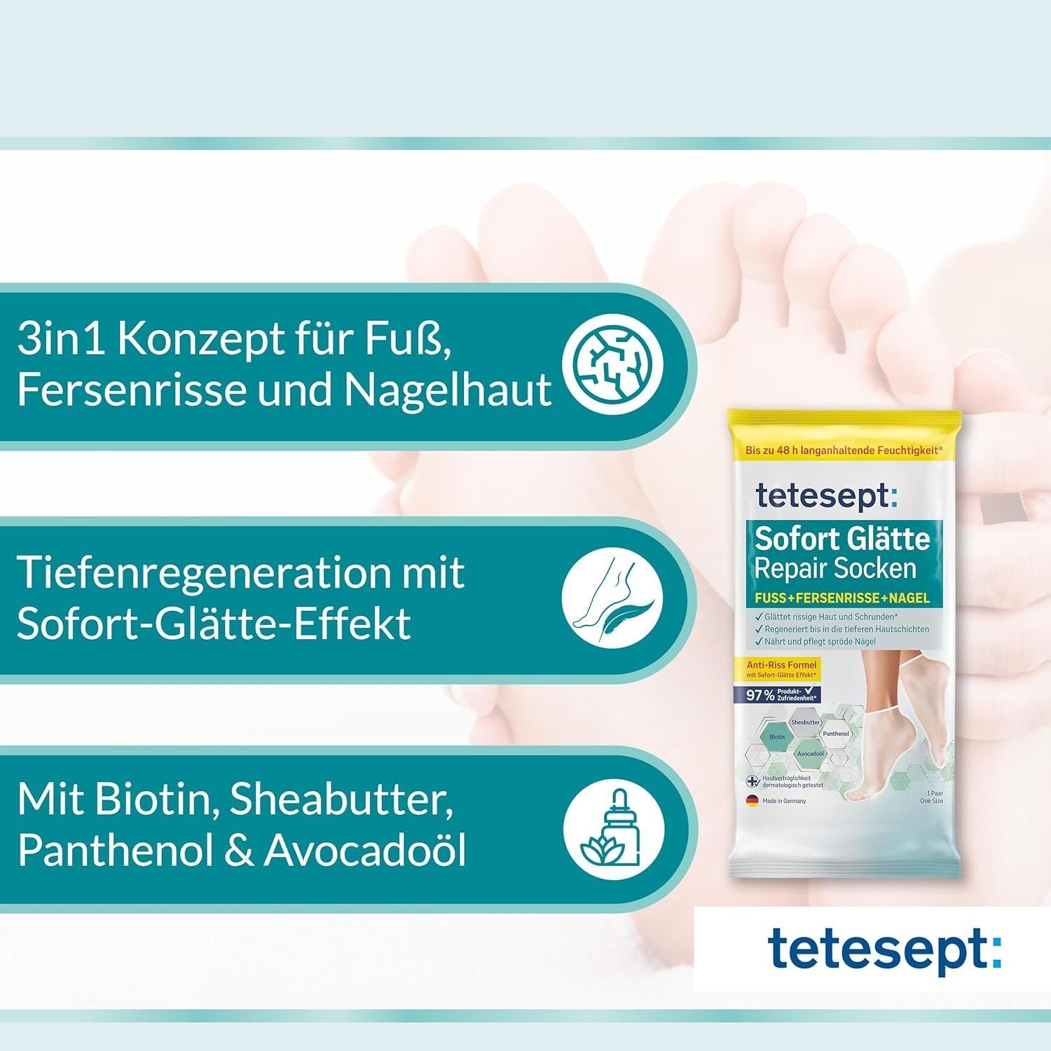 3er Set tetesept Sofort-Glätte+Repair Socken