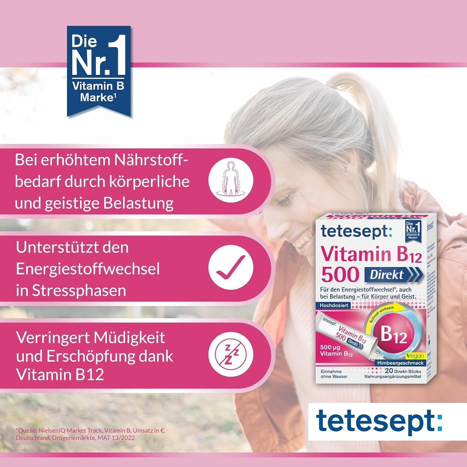 10er Set tetesept Vitamin B12 500 Direkt Sticks