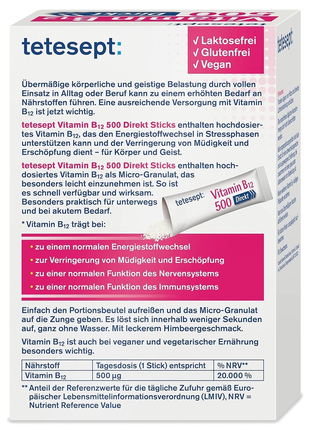 tetesept Vitamin B12 500 Direkt Sticks