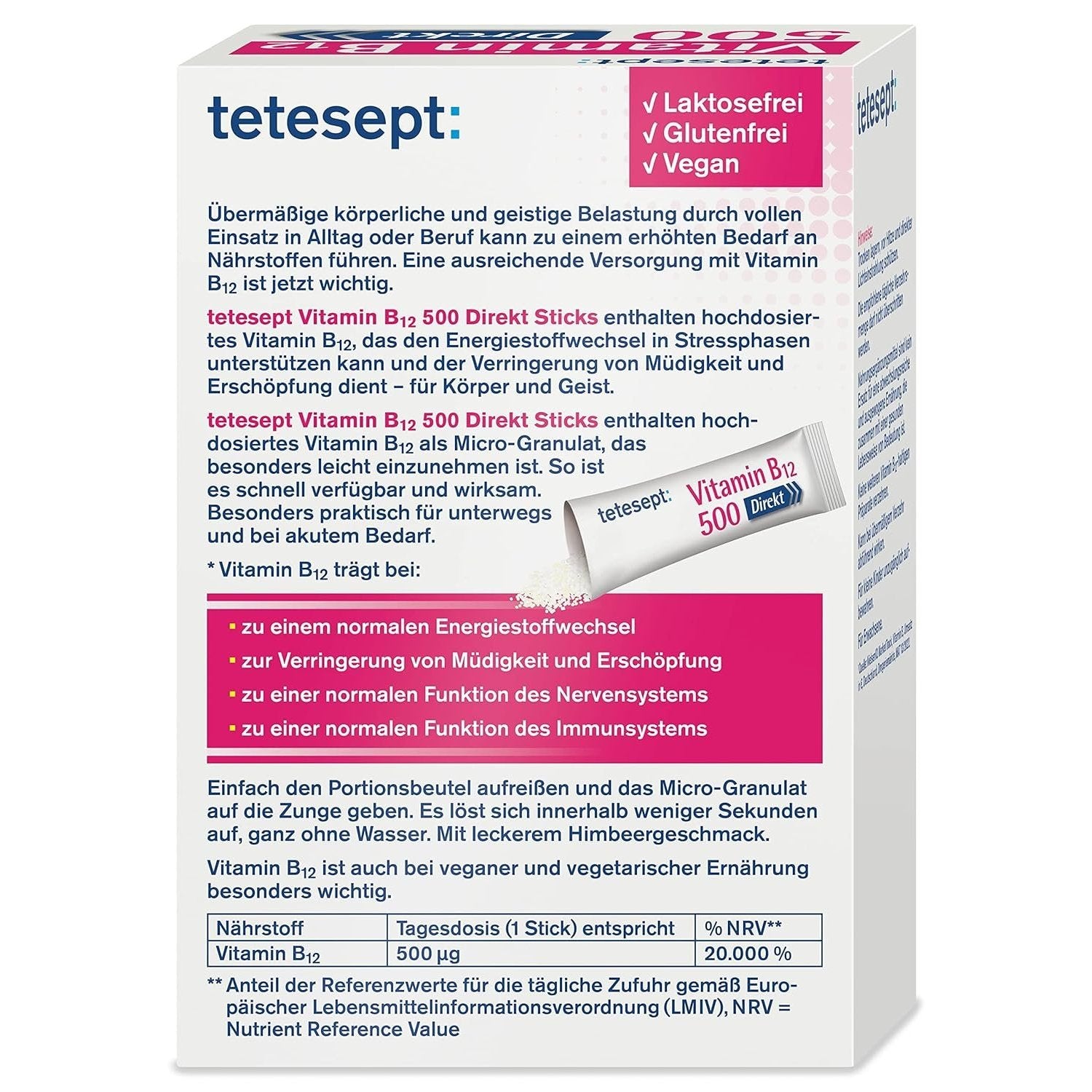 tetesept Vitamin B12 500 Direkt Sticks