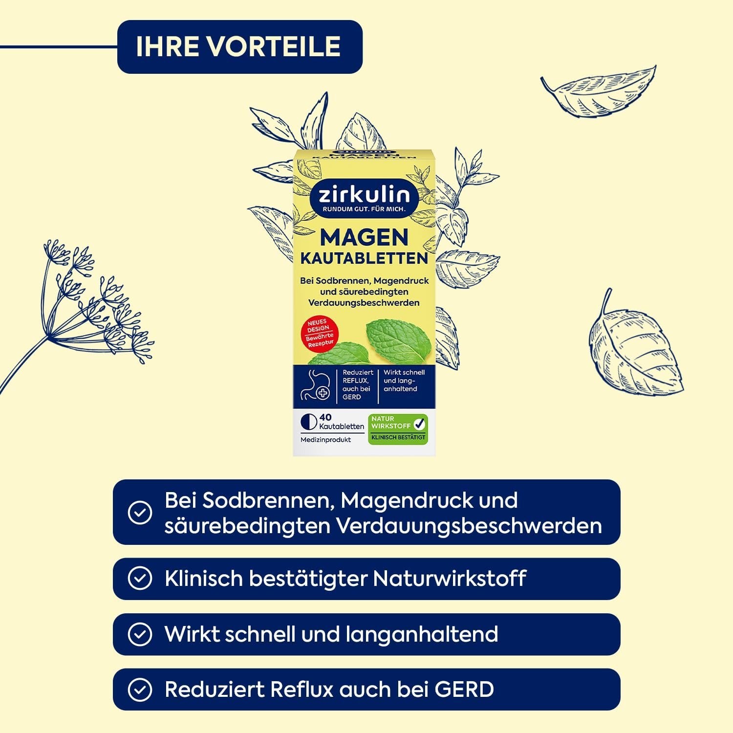 5er Set Zirkulin Magen-Kautabletten