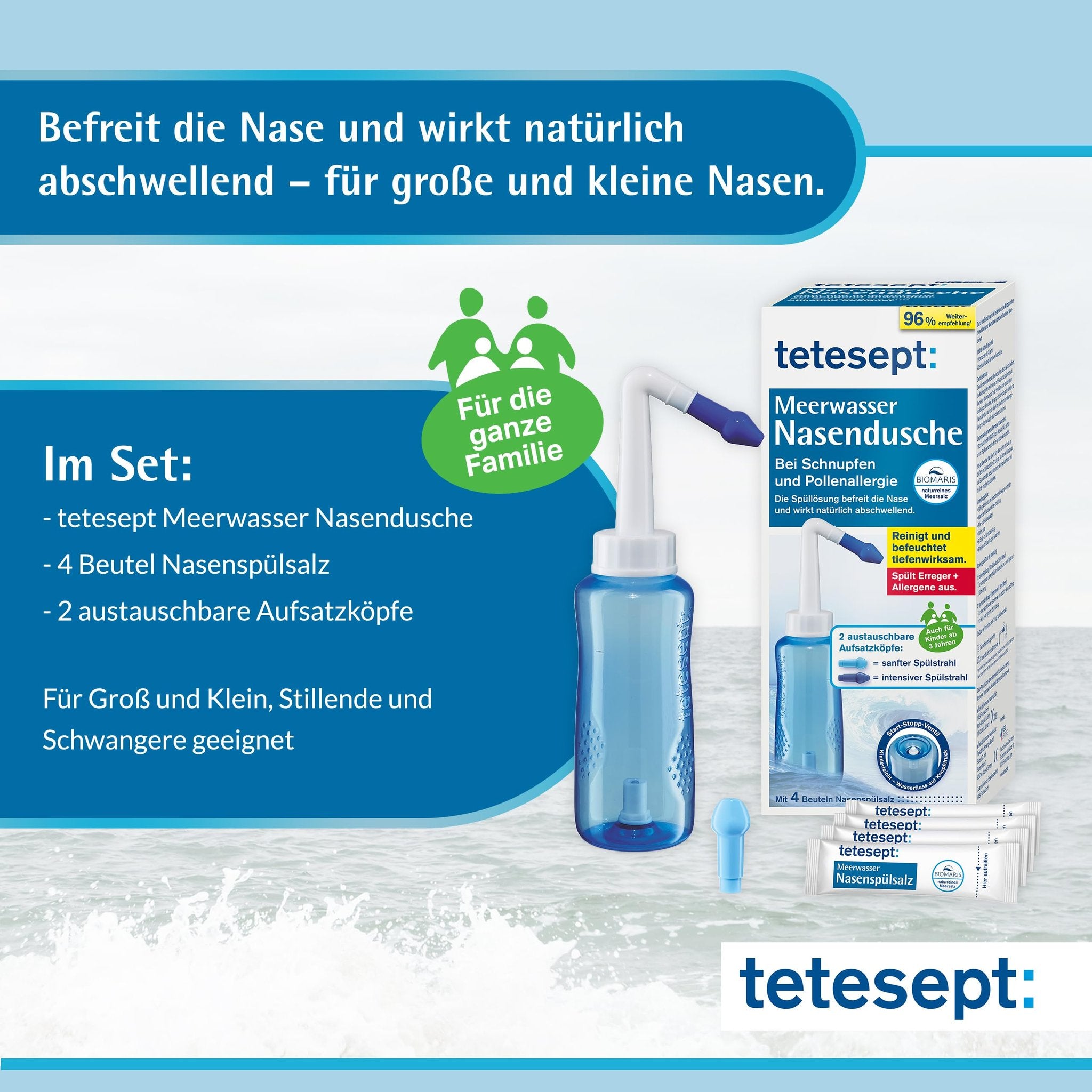 tetesept Meerwasser Nasendusche & Nasenspülsalz