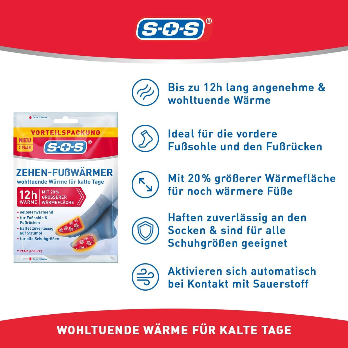 5er Set SOS Zehen-Fußwärmer