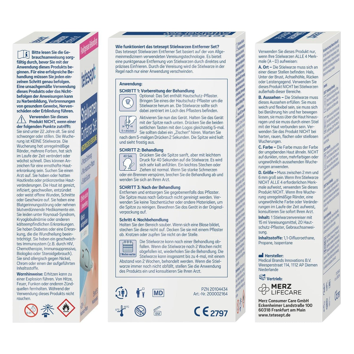 tetesept Stielwarzen Entferner Set Packung, mehrere Kartonansichten