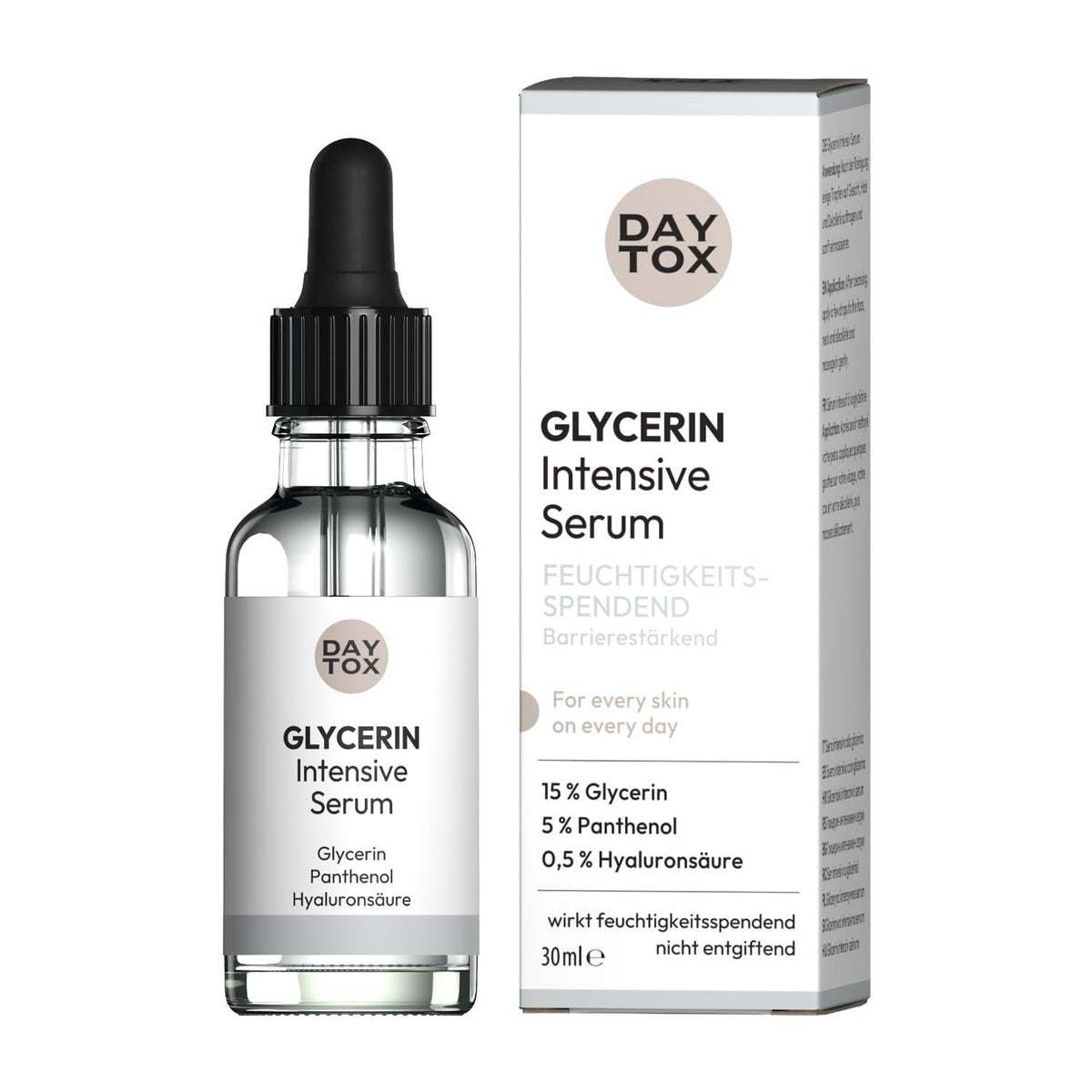 DAYTOX Glycerin Intensiv Serum: Flasche mit Pipette und Kartonverpackung (30 ml)
