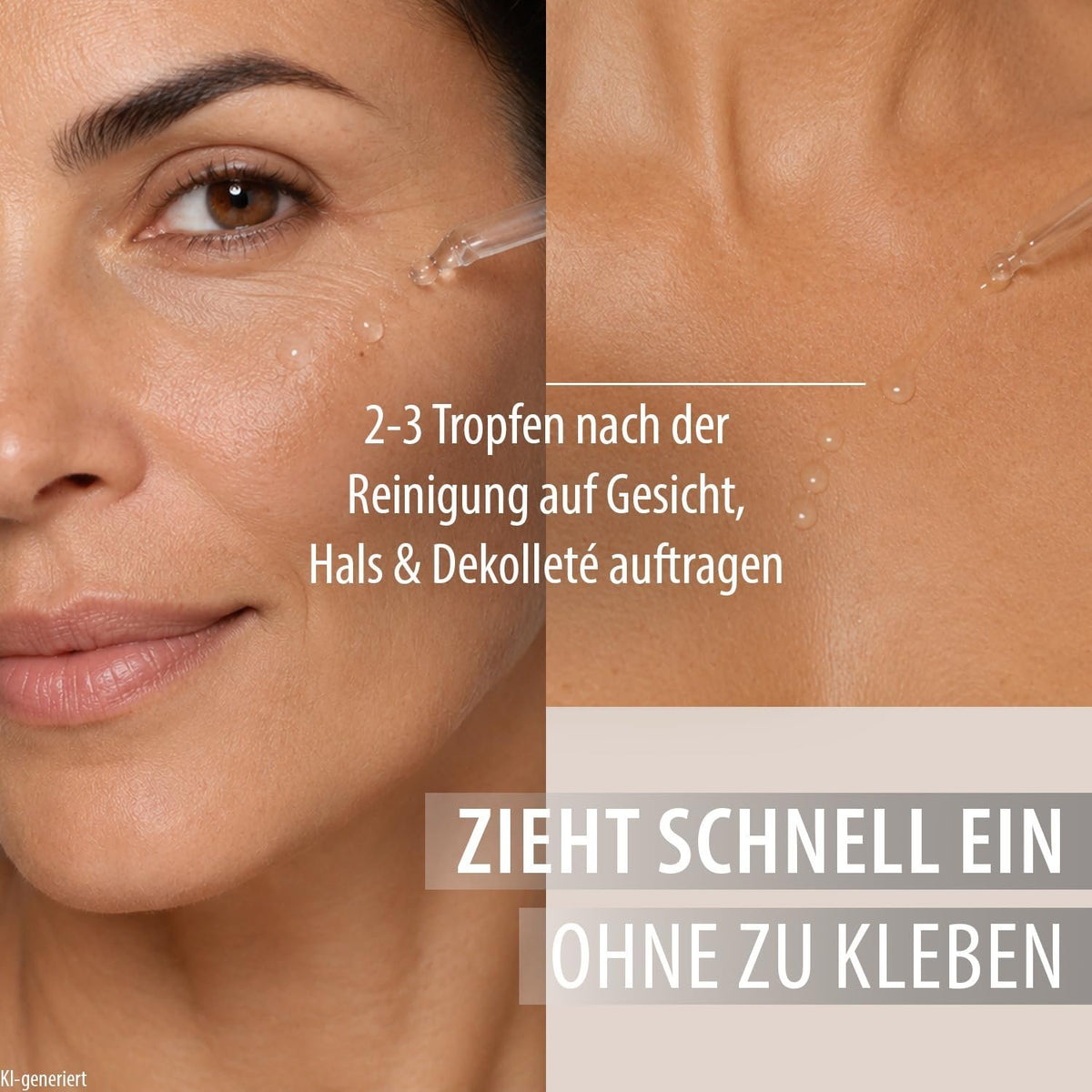 DAYTOX Glycerin Intensiv Serum mit aufgetragenen Tropfen im Gesicht