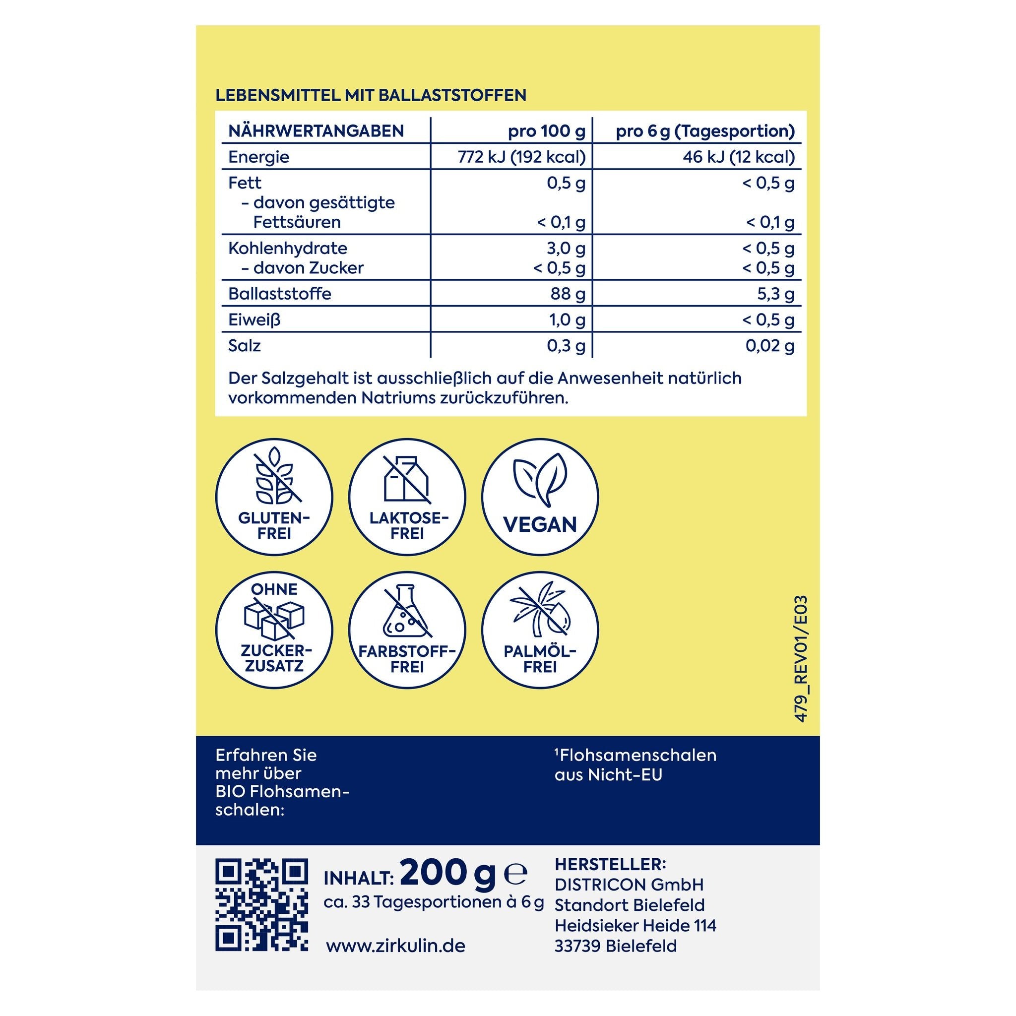 Zirkulin Bio Flohsamenschalen 200g Dose – Produktbild
