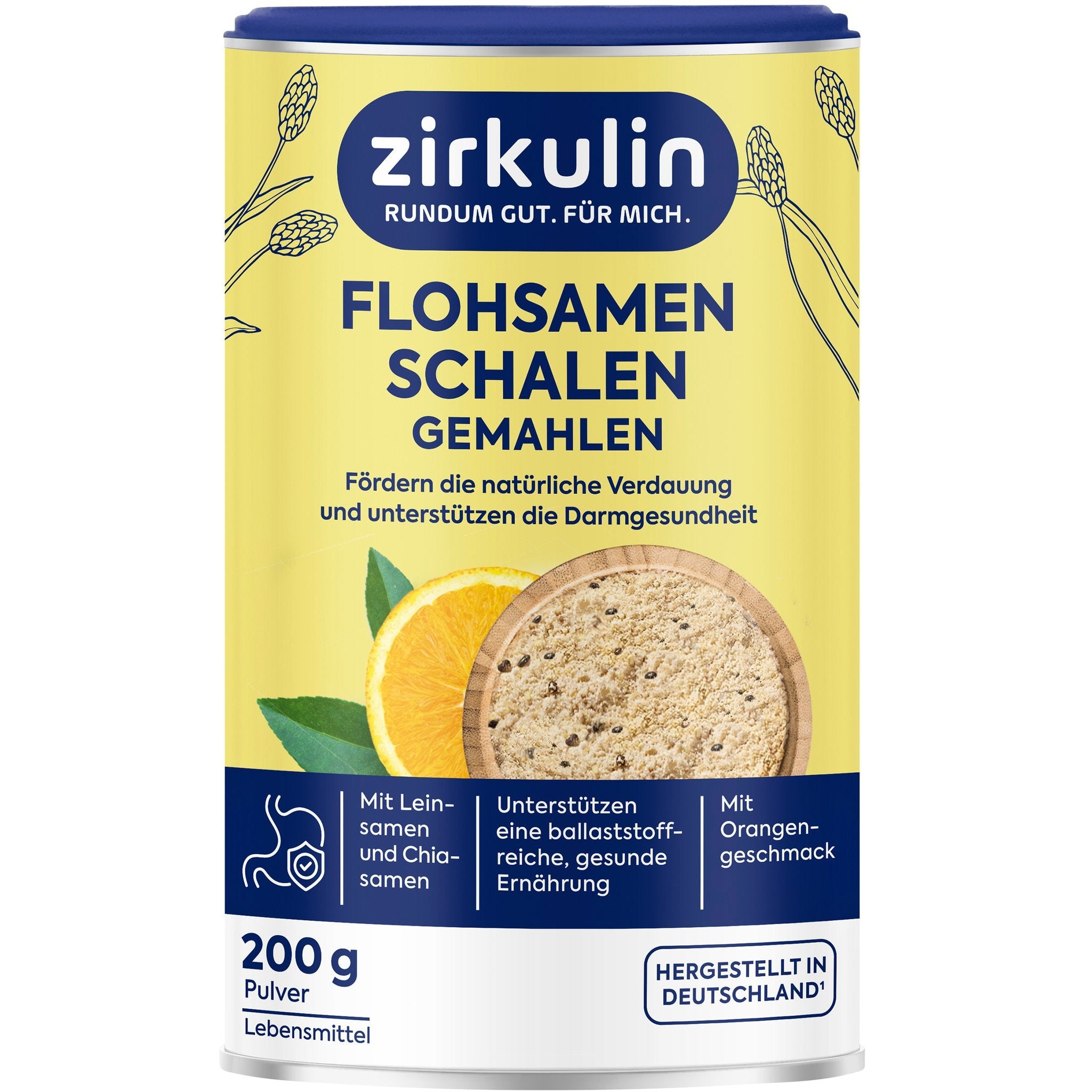 Zirkulin Flohsamensch. Orange+Chia+Lein.  200g – Produktbild