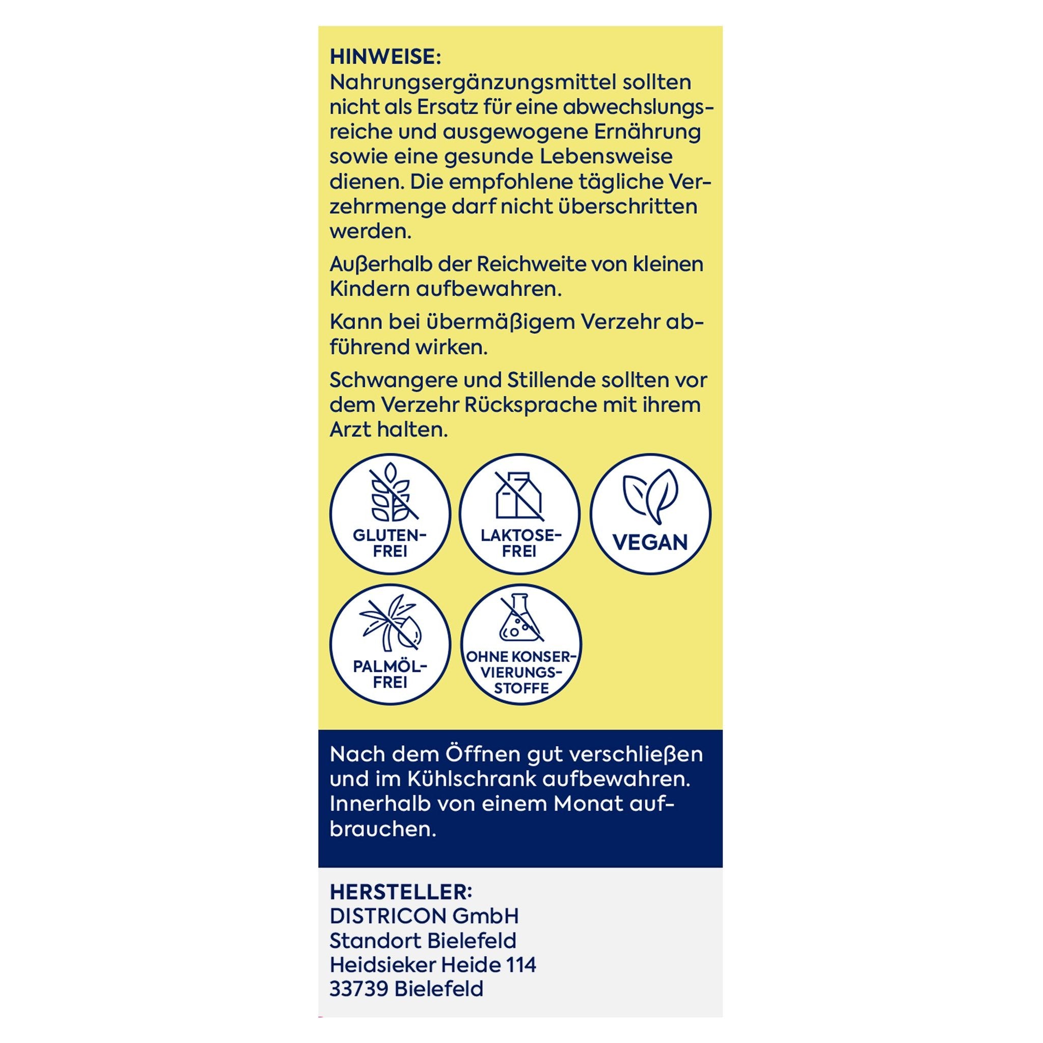 Rückseite der Verpackung mit Anwendungshinweisen, Allergeninformationen und Herstellerdetails.