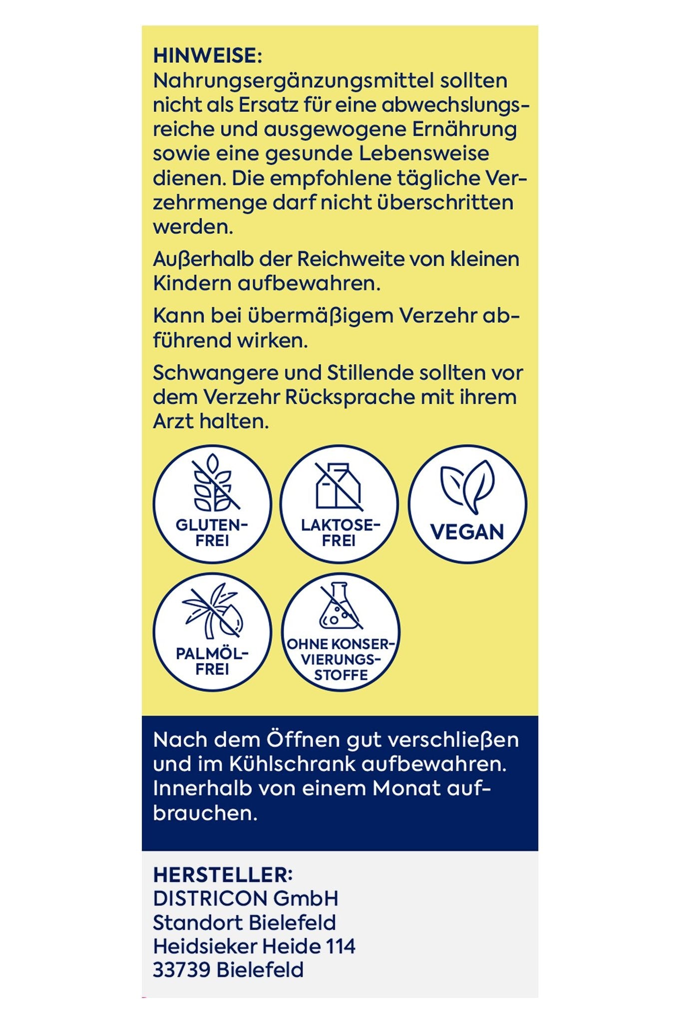 Rückseite der Verpackung mit Anwendungshinweisen, Allergeninformationen und Herstellerdetails.