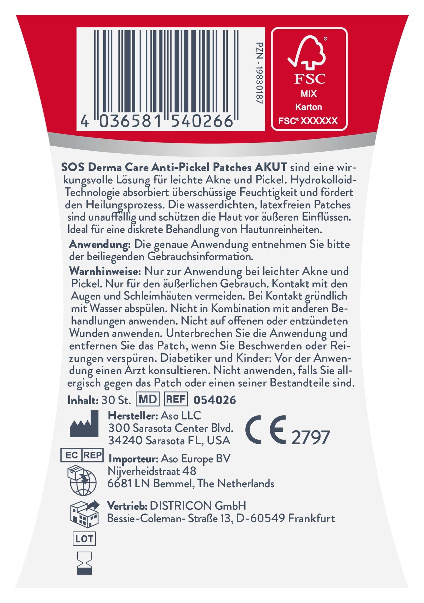 SOS DermaCare Anti-Pickel Patches AKUT 8,5g – Produktbild