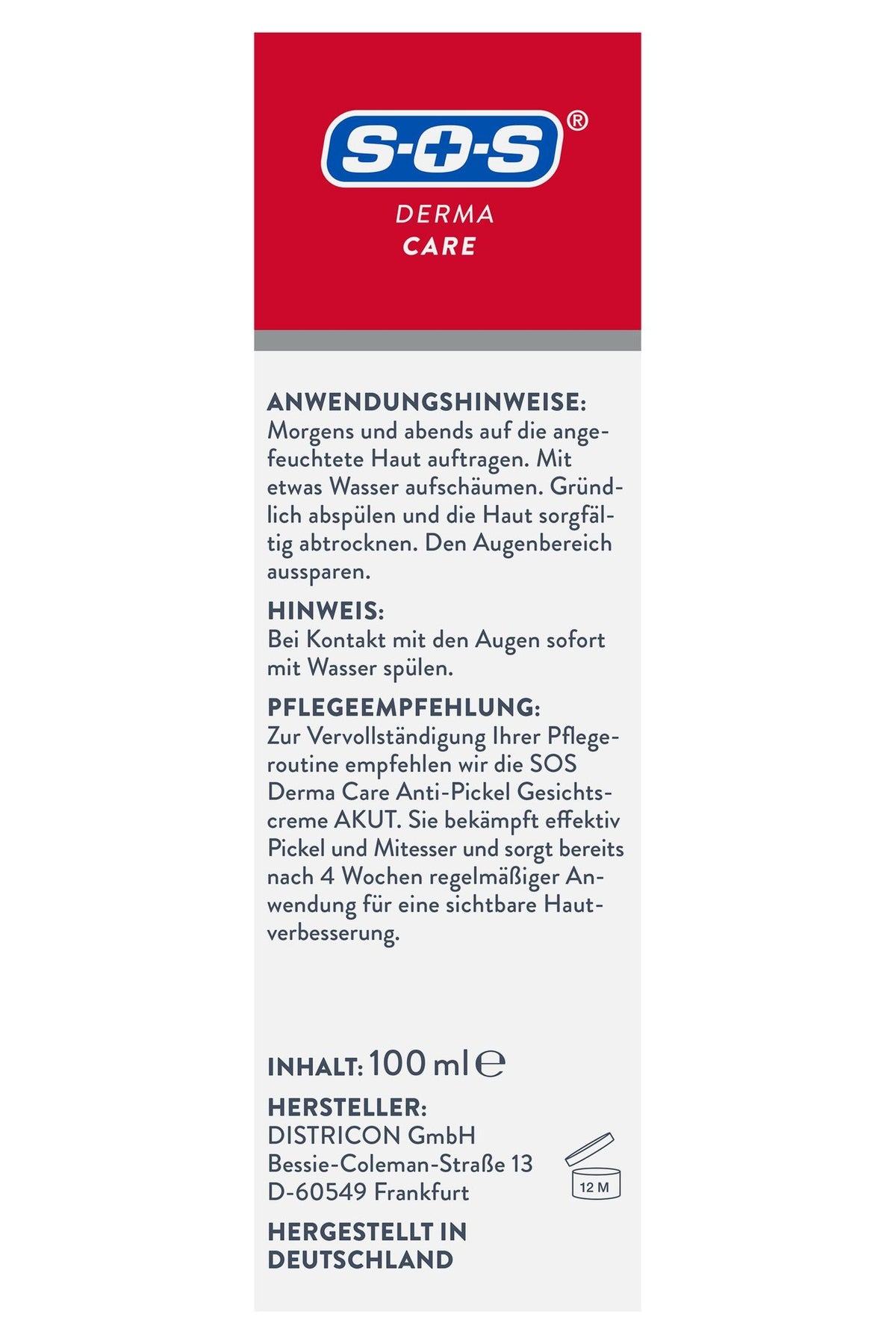 SOS Anti Pickel Waschcreme 100ml – Produktbild