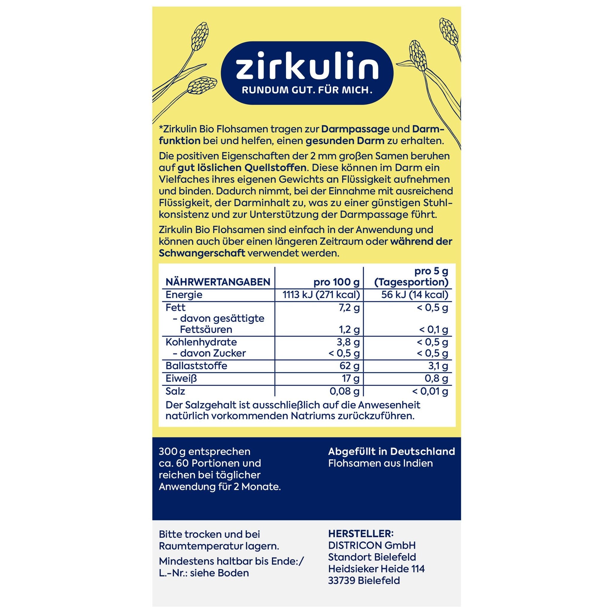 Zirkulin Bio Flohsamen 300g – Produktbild