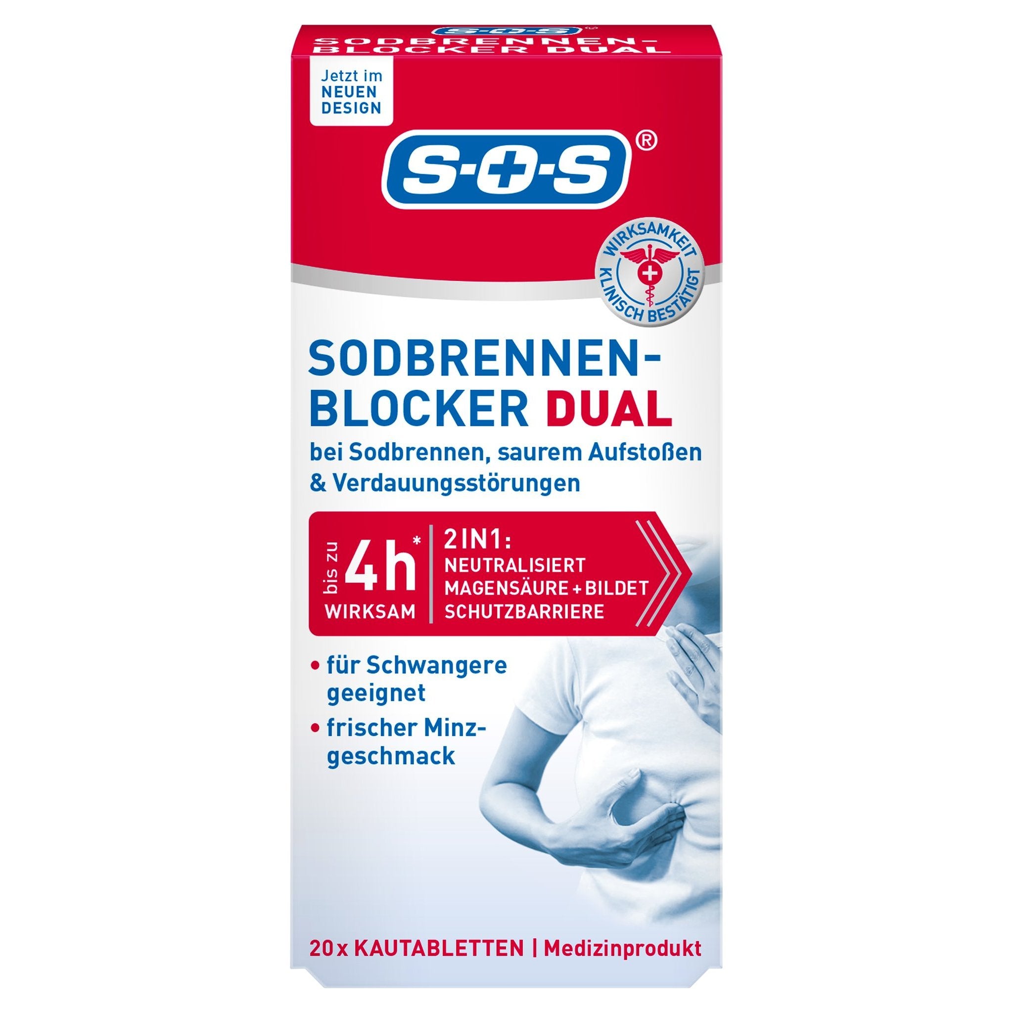 SOS Sodbrennen-Blocker Dual 20 Kautabletten 45g – Produktbild