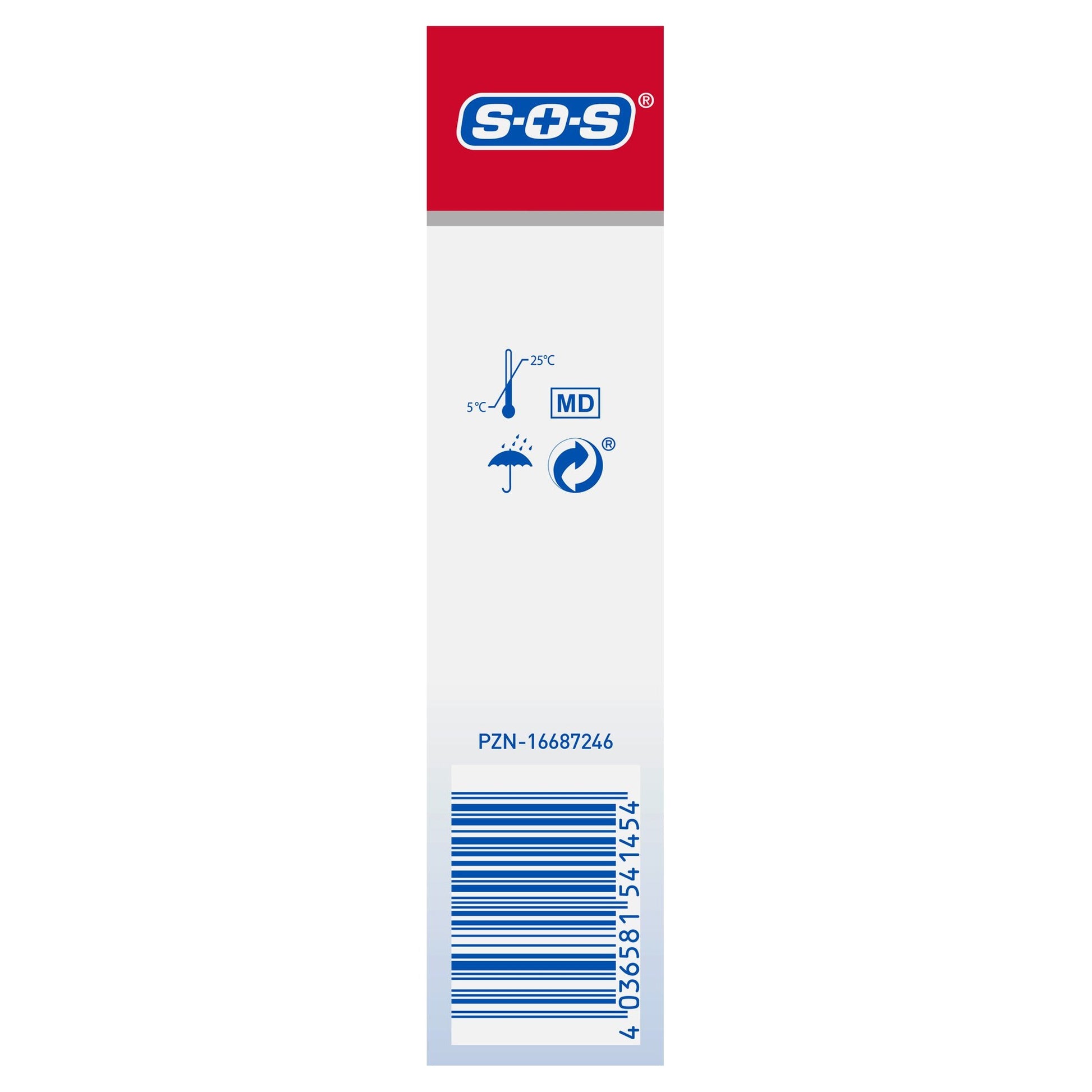 Seitenansicht der Produktverpackung mit Lagerhinweisen, Recycling-Symbol und Barcode.