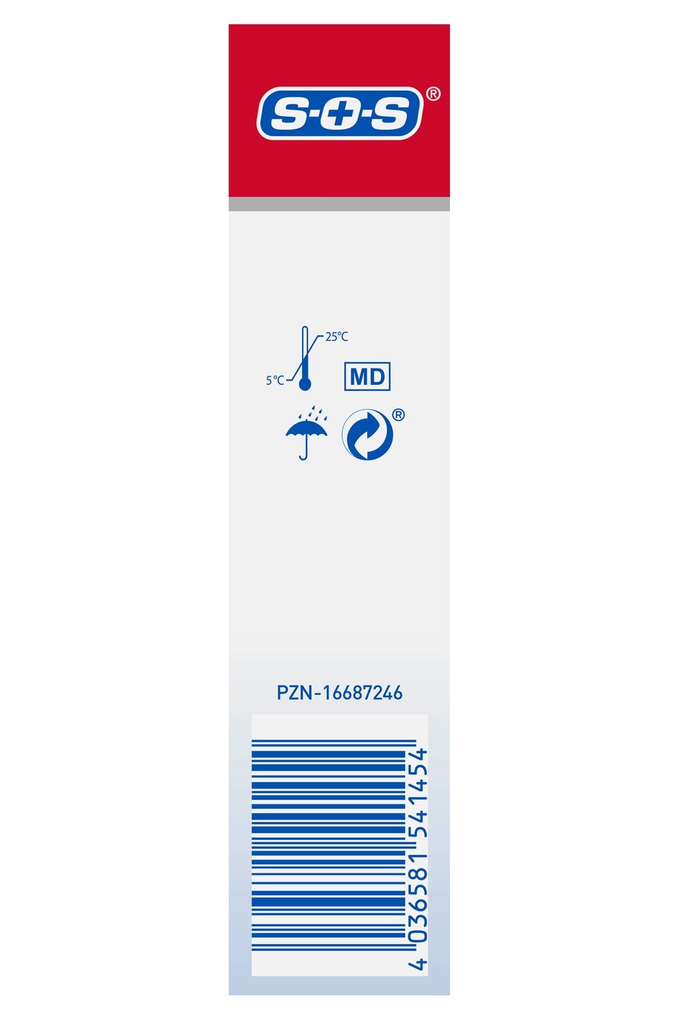 Seitenansicht der Produktverpackung mit Lagerhinweisen, Recycling-Symbol und Barcode.