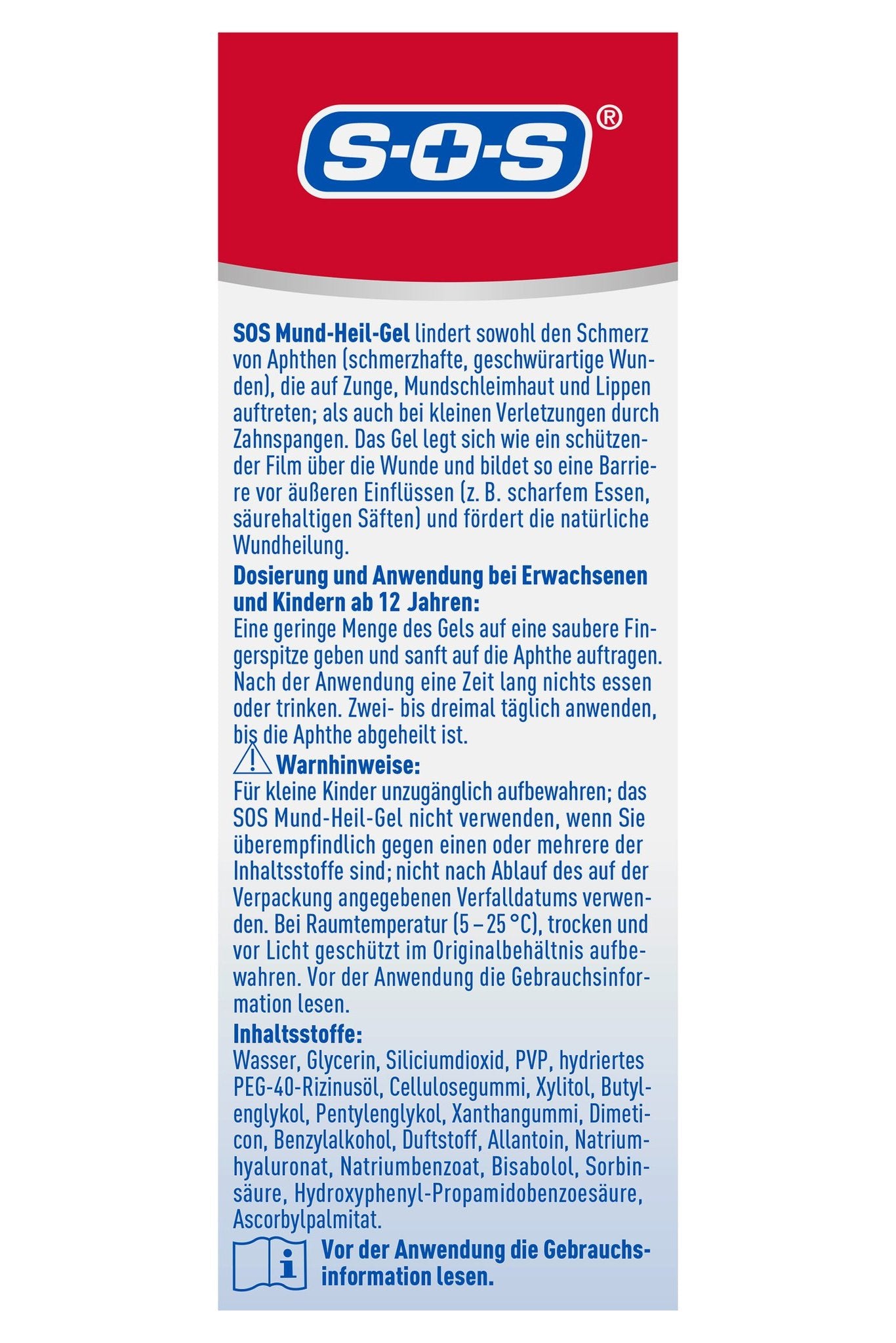 Rückseite der Produktverpackung mit detaillierter Produktbeschreibung, Dosierung und Inhaltsstoffen.