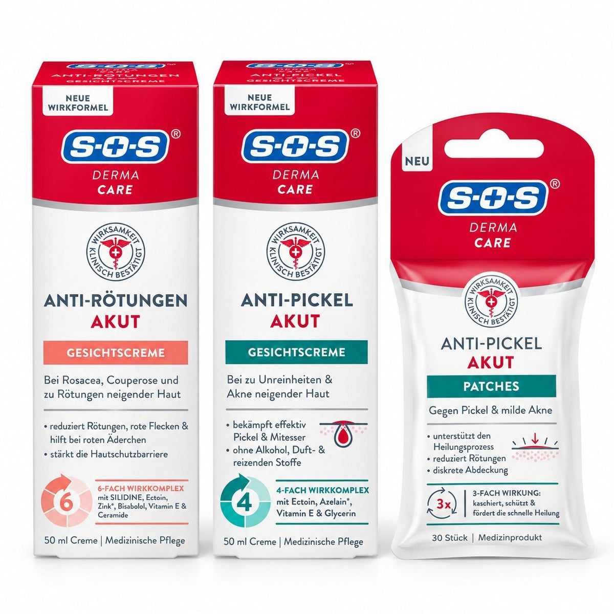 S-O-S Derma Care Bundle mit Anti-Pickel-Gesichtcremes und Hydrocolloid-Anti-Pickel-Patches