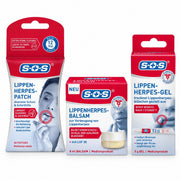 S+S Lippenherpes-Set mit Patch, Balsam und Gel in roten und weißen Verpackungen
