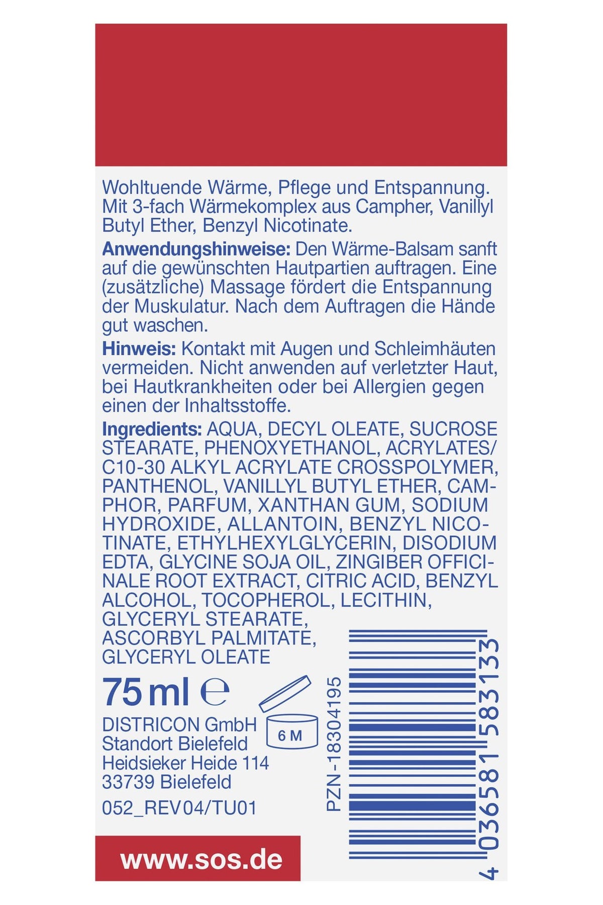 SOS WÃ¤rme-Balsam AKUT 75ml – Produktbild