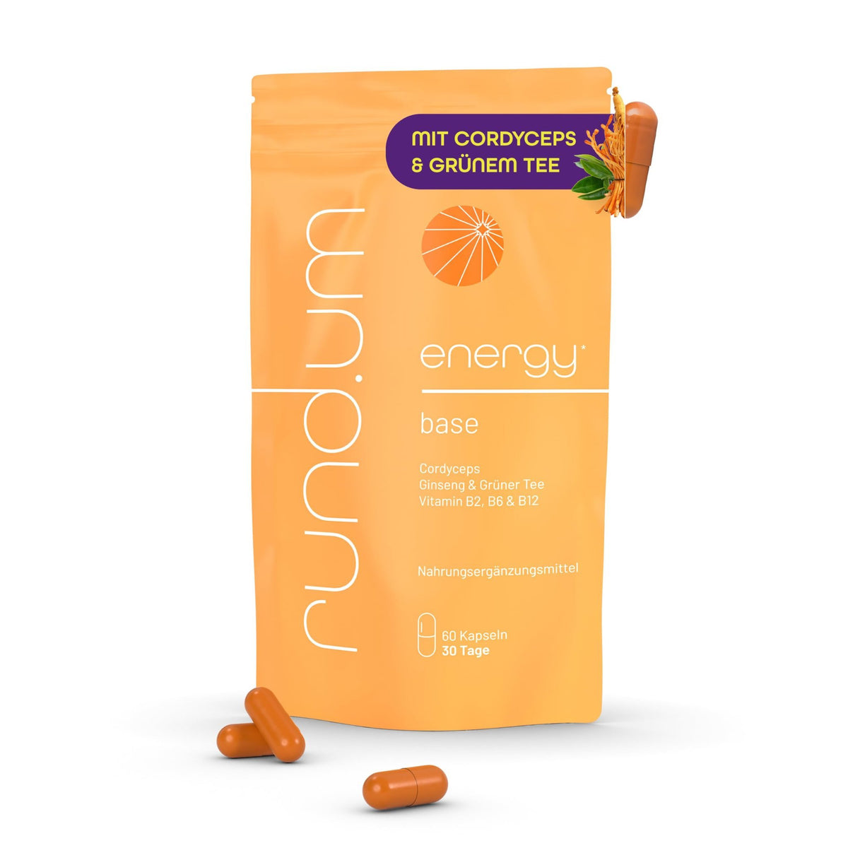 rund.um base energy Kapseln (60 Stk.) 30,8g – Produktbild