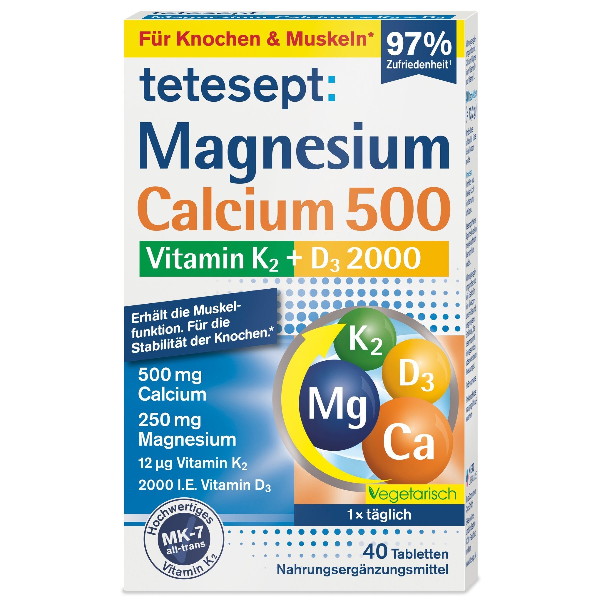 tetesept Magnesium + Calcium 500 + K2 + D3 2000