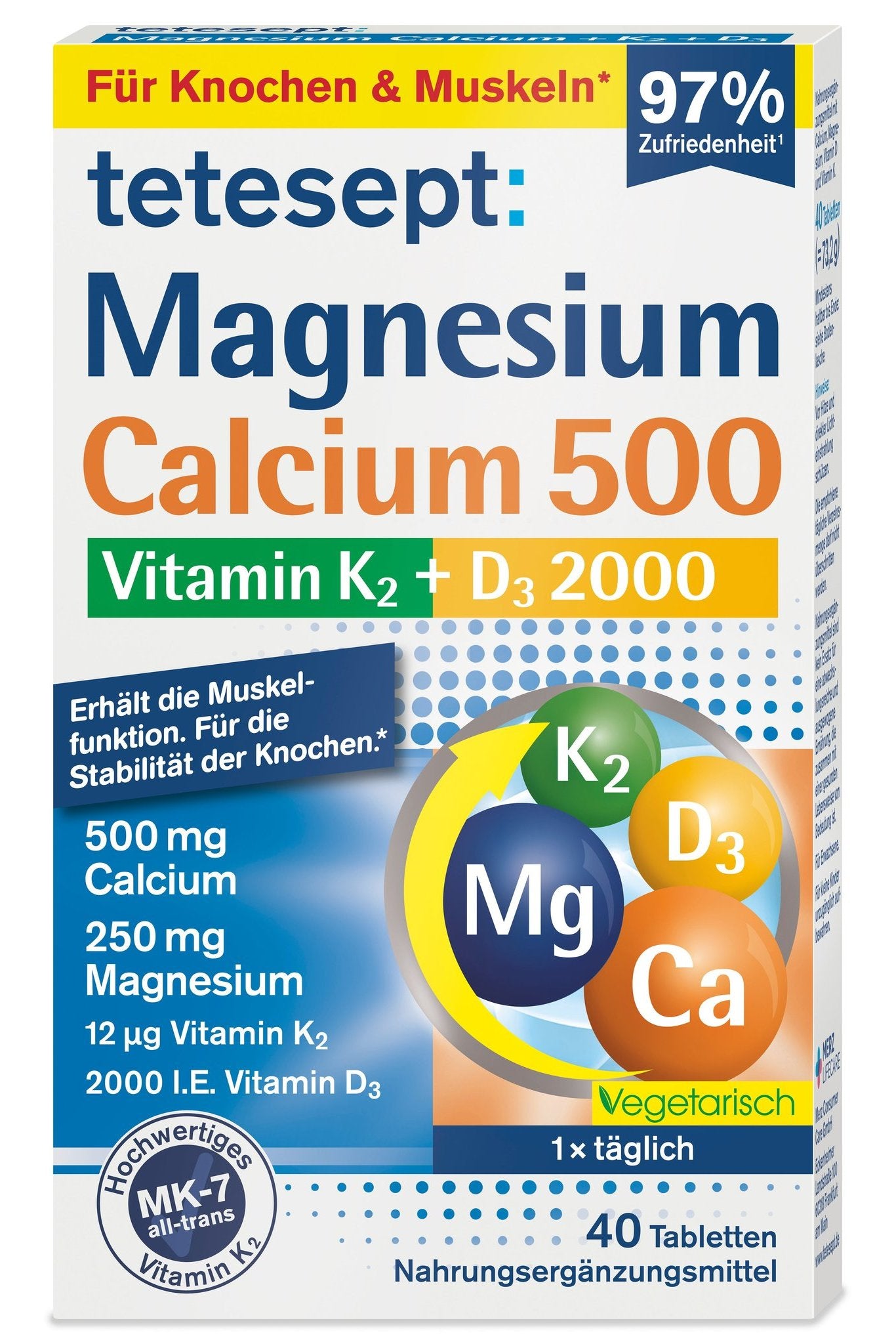 tetesept Magnesium + Calcium 500 + K2 + D3 2000
